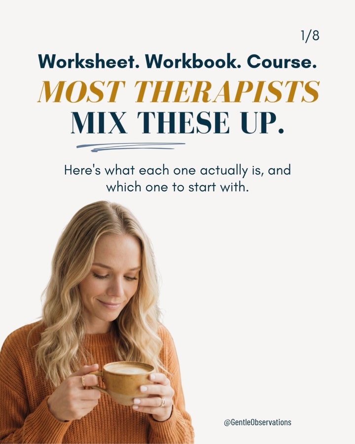 Worksheet. Workbook. Course. Three different things. Three very different levels of effort to build.
Most therapist creators start at the wrong end of the ladder.
Swipe to see where to actually begin.
P.S. Slide 8 has a free one-pager if you want a real example to work from.
#therapistcreator #digitalproducts #therapist #worksheets #onlinecourse passiveincome therapistbusiness privatepractice