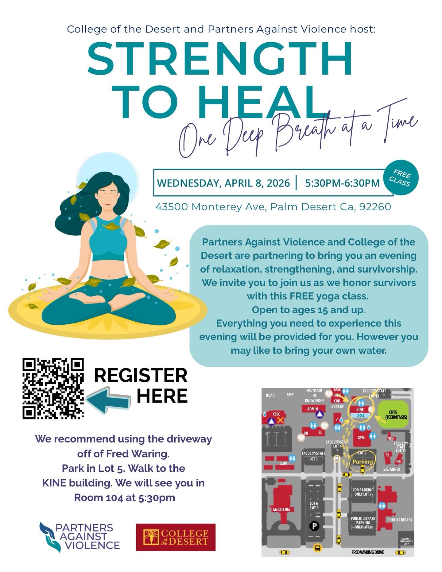 We have 8 spots left. Grab your spot today! #yoga #survivors @cod.yogaprogram @collegeofthedesert