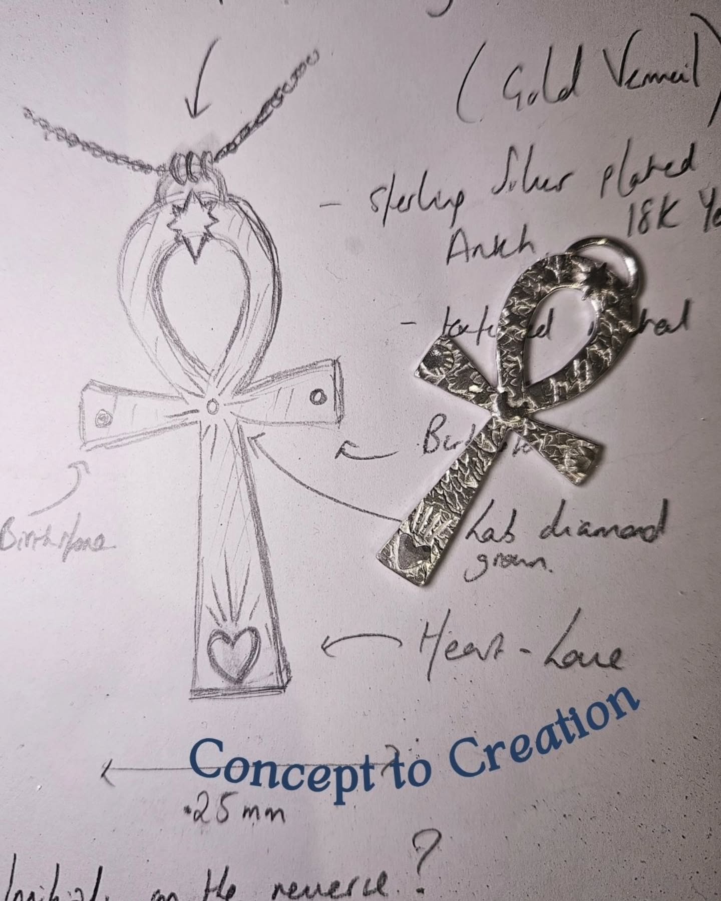 This Ankh necklace was created for Jen at @the.breathstudio ā commissioned by her husband as a Motherās Day gift š¤
Making something so rich in sentiment, yet strong in its presence, is exactly what being an artist is all about for me.
Iāve shared the original sketch here too ā the starting point before it came to life in sterling silver, then heavily plated in the studio with rich 18k yellow gold.
Set into the arms of the Ankh are the birthstones of her two boys, holding them close within the piece, and their initials on the reverse. A talisman of life, breath, love, and everything that connects it all together.
She wears it long (last slide) and it just sits beautifully ā powerful, personal, and completely hers.
These are the kinds of commissions I love the most⦠creating pieces that hold meaning, energy, and story.
Iām already dreaming up my own next piece ā a phoenix feels very overdue š„
If you could wear a talisman, what would yours be? āØ
#CustomJewellery #MeaningfulJewellery #HandmadeJewelleryUK #TalismanJewellery #GoldVermeil