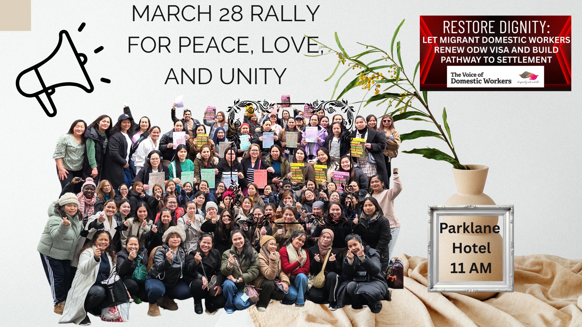 Step out. Stand proud. March 28 - for Love, Peace and Unity ❤️🎉😊