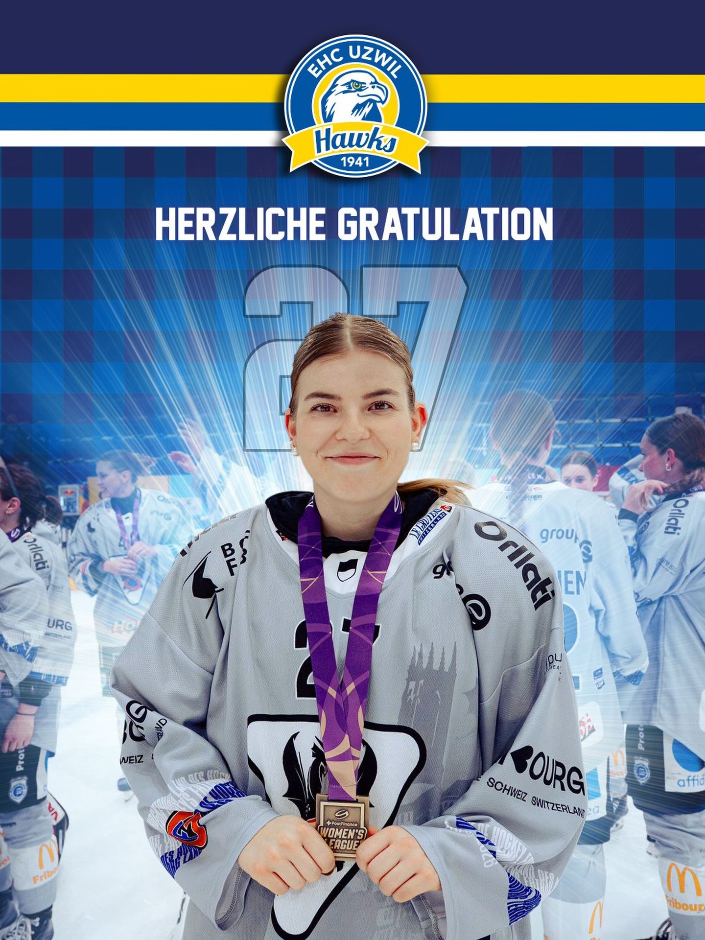 Am vergangenen Samstag gewann unsere ehemalige Nachwuchsspielerin Marie-Sophie Müller mit den HC Fribourg-Gottéron Ladies das „Bronce Medal Game“ der PostFinance Women’s League. Wir gratulieren Marie-Sophie ganz herzlich zu diesem grossartigen Erfolg🥉👏
#ehcuzwil #ehcuzwilhawks #youthteam #broncemedal #congratulations