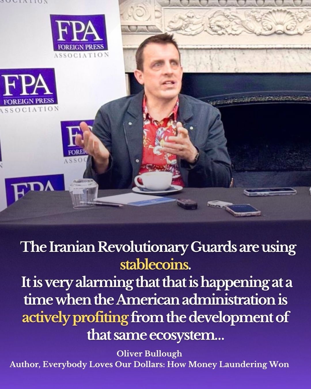 The n1 tip for an investigative journalist is #followthemoney
But the path of money is at new alarming new level of evasiveness. and that we doesn’t often break the news.
#crypto #stablecoin are <<astonishingly quickly developing as a method for all hostile actors to move wealth outside the scrutiny of the system that we’ve built up>> tells us Oliver Bullough, bestselling author of Moneyland who came to the FPA to discuss his new book —> *Everybody Loves Our Dollars:How Money Laundering Won*
The briefing and q&a @olbullough @deborah.bonetti were insightful and essential to understand how money spins around the laundry…
#cryptocurrency #moneylaundering