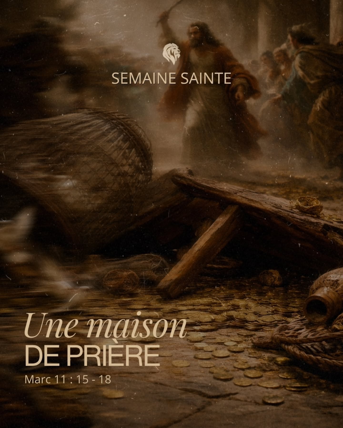 Semaine Sainte 002 — Jésus chasse les vendeurs du Temple
Lorsque Jésus entre dans le Temple, il ne trouve pas un lieu de prière, mais un espace rempli de commerce et d’agitation. Il fait un fouet, renverse les tables, chasse les vendeurs.
C’est une confrontation directe. Ce geste est prophétique. Il annonce la fin d’un système religieux qui avait perdu son sens.
Par son sacrifice, Jésus va inaugurer une nouvelle route,
un nouvel accès à Dieu, à travers Lui seul. Un accès ouvert à tous.
RDV ce Vendredi 3 Avril à 19h30 pour Vendredi Saint
Et ce Dimanche 5 Avril pour notre culte de Pâques
#semainesainte #paques #jesuschrist #bible #crucifixion