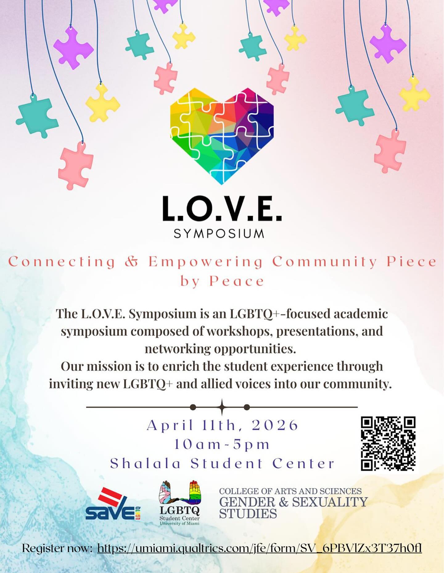 Please join us at the L.O.V.E. Symposium, supported by our Student Organization Micro-grant. This symposium is an LGBTQ+ focused leadership and academic symposium, enriching the student experience through inviting new LGBTQ+ and allied voices into the University of Miami community.
This year SAVE is expanding its outreach efforts by supporting different student-led events like the L.O.V.E. Symposium at the University of Miami. To learn more about SAVE’s new Student Organization Micro-grant Program visit the link in our bio or www.save.lgbt/student-microgrant