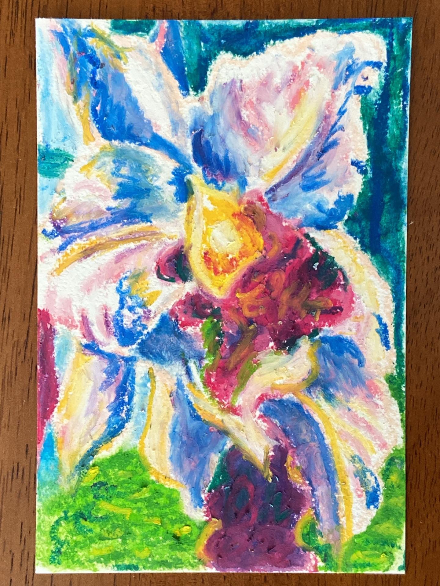Drawing of an orchid in oil pastel. Been a while since I’ve worked with this medium, the white of the flower petals was a bit hard to draw but I like how the blue ended up looking in it for the petals.
#sketch #drawing #oilpastel #fyp #art