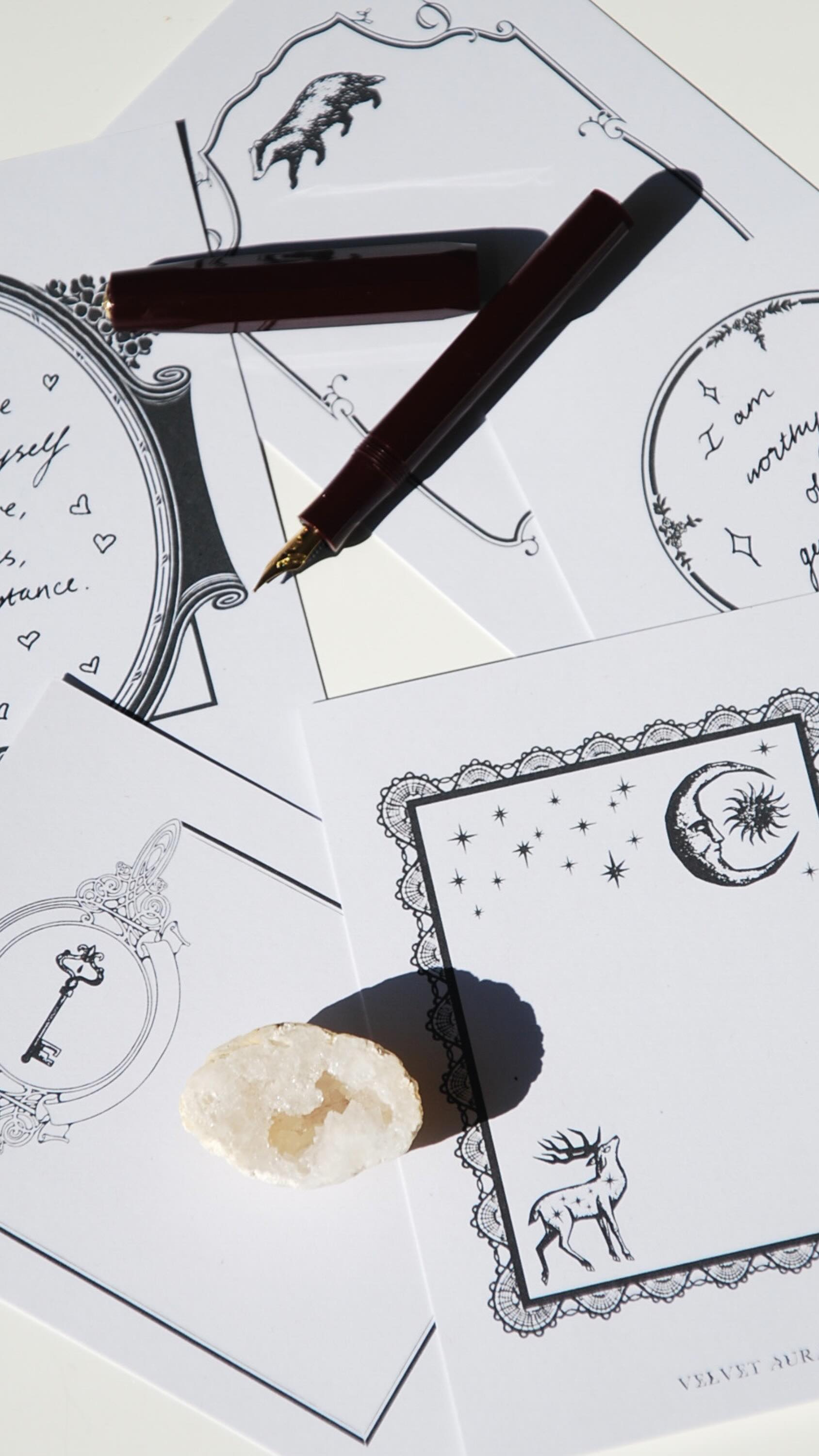 introducing the affirmation writing cards, designed for you to lead your narrative ✒️
a set of five beautifully designed A6 cards created as a gentle space to write your own affirmations, intentions, or words you want to return to
the hope is for you to place these wherever you’ll see them on a constant basis - from your bathroom mirror to your work desk - to gently reinforce supportive thought patterns and shape the way you relate to yourself & your intentions over time
available now on the Velvet Aura website 🤍
#affirmationcards #stationery #mindsetchange