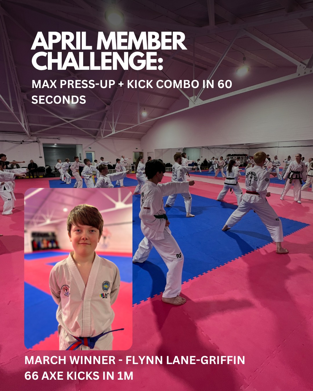 APRIL MEMBER CHALLENGE 🔥
Press-Up + Kick Combo – 1 Minute
How many clean reps can you complete in 60 seconds?
👉 1 press-up + 2 turning kicks (one each leg) = 1 rep
Rules:
• Full press-up depth + lockout
• Then stand → 1 turning kick each leg
• Kicks must be above belt height
• Chamber → kick → re-chamber each time
• Full sequence must be completed to count
• 1 minute continuous effort
• One attempt per person
• Timed by a senior coach
📊 Scores go on the Dojang leaderboard
🏆 Small prize for the winner
No shortcuts. No half reps.
#TeamWMA #WorcestershireMartialArts #TaekwonDo