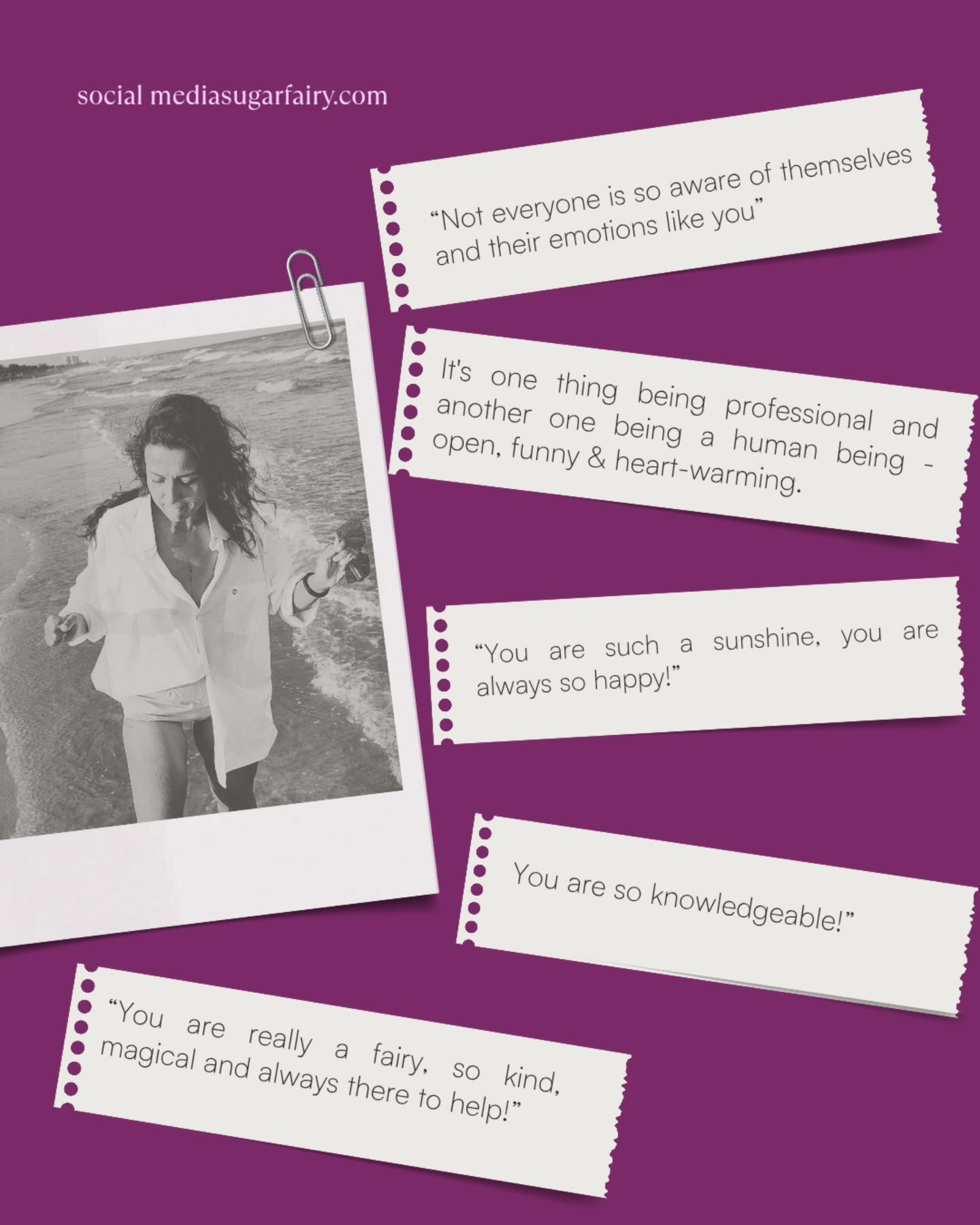 Why do we post testimonials about our work but never the nice things people say about us as human beings?
A professional can deliver results and still make you feel like shit.
Is that worth it?
Who you work with matters as much as what they deliver 🩷
#customertrust #customerservice #socialmediamanagement #socialmediasugarfairy #socialmediasmallbusinesssupport
