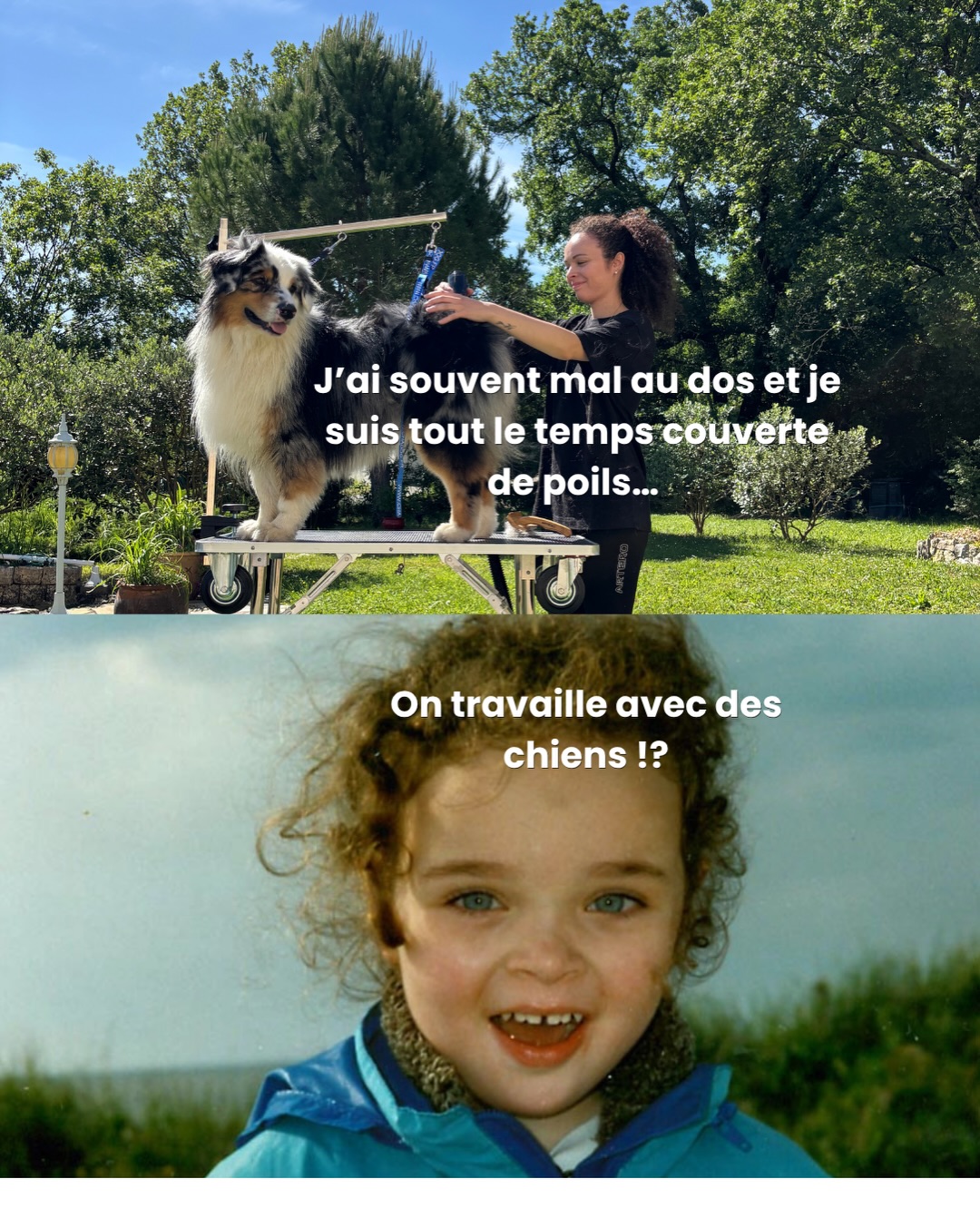 Je pense que la petite fille que j’étais serait fière de cette nouvelle vie qui ne fait que commencer ✨
J’ai retenu mes larmes en faisant ce post ❤️🩹 La vie d’entrepreneuse ce n’est pas toujours facile (et la vie d’adulte en général) mais quand je prends du recul pour regarder tout ce que j’ai déjà accompli je me dis que je suis sur le bon chemin et j’ai hâte de tout ce qui va encore arriver (nouvelles formations, ouverture d’un salon🤞🏻…).
Merci à ceux qui me font déjà confiance pour m’occuper de leurs toutous et merci à ma mère et ma sœur sans qui je n’aurais jamais fait tout ça 🫶🏻✨
Et vous, qu’est ce que votre « vous » enfant dirait de votre vie aujourd’hui ? ✨
🐶 Toilettage pour chien à domicile Saintes et alentours