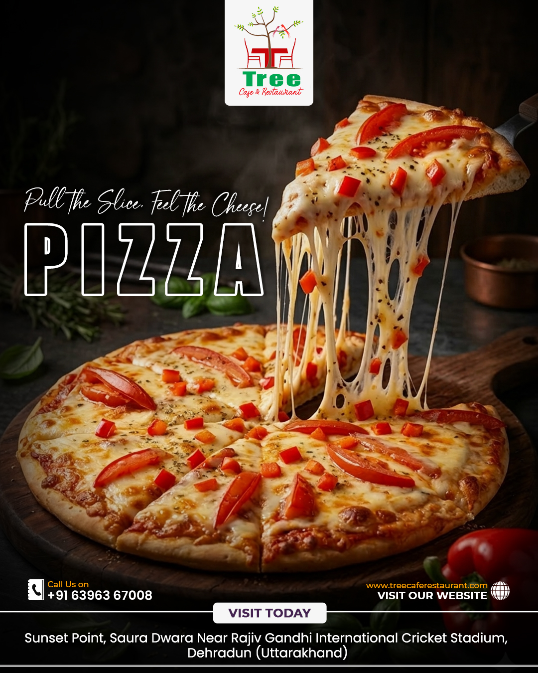 Satisfy your cravings with a slice of pure cheesy indulgence 🍕✨
At Tree Cafe & Restaurant, every pizza is crafted to perfection rich, flavorful, and irresistibly cheesy.
Come, take a bite and experience the melt-in-your-mouth magic today 😍🔥
#treecafedehradun #pizzalove #cheeselovers #foodiedelight #dehradunfoodies #cafehopping #pizzacravings