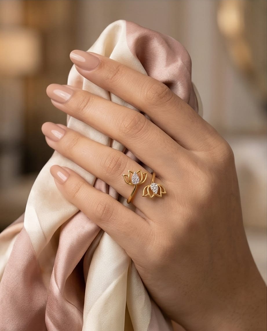 Lotus bloom ring crafted in 92.5 silver