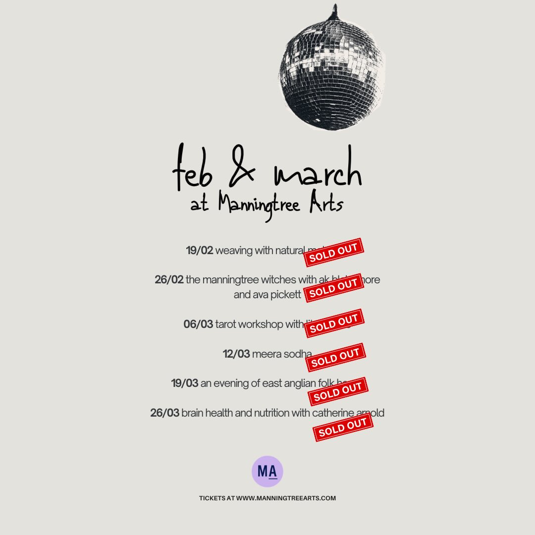 🪩🪩🪩 Unbelievably, we SOLD OUT every single event this season 🪩🪩🪩 Thank you to the 278 people (!!!!!!!!) who came to an event with us this Feb/March. People are showing up for culture, conversation, community and creativity… thank you for being a part of the magic of MA.
And make sure you sign up to our mailing list at manningtreearts.com to be the first to see our summer programme when it’s announced SOON and get your tickets before they go 👀👀