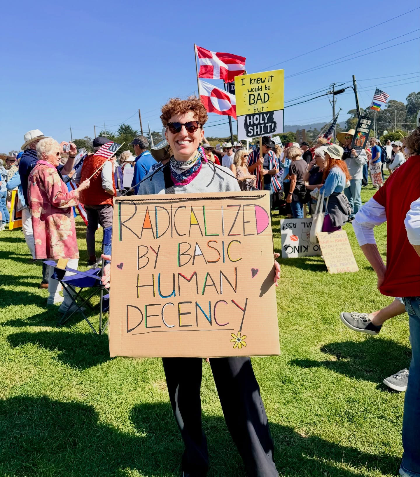 Radicalized by basic human decency. I'd rather be hosting an open house and/or helping clients like I usually am on Saturday afternoon, but this was important today. And it filled my heart with hope to see such an amazing turnout in Monterey - and to run into so many people I care about. 💓 #nokings