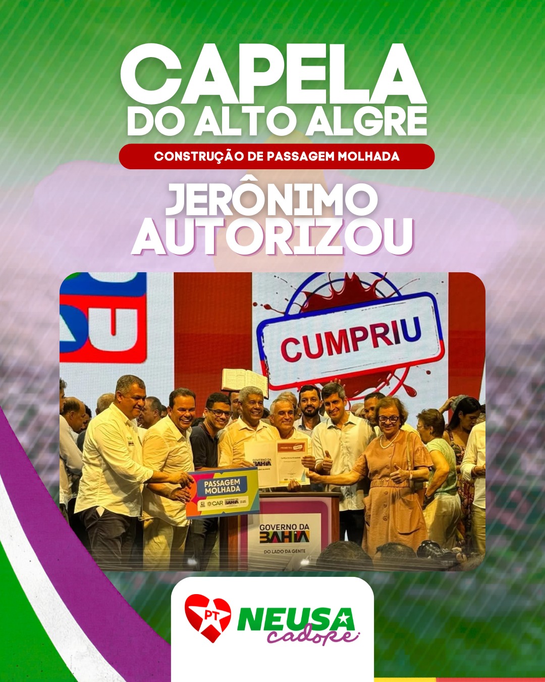 Mais uma conquista para Capela do Alto Alegre! ✅ Construção de passagem molhada autorizada hoje, com Jerônimo Rodrigues e a presença do prefeito Romeu Mascarenhas. Mais infraestrutura e desenvolvimento para o município!
#CapelaDoAltoAlegre #Bahia