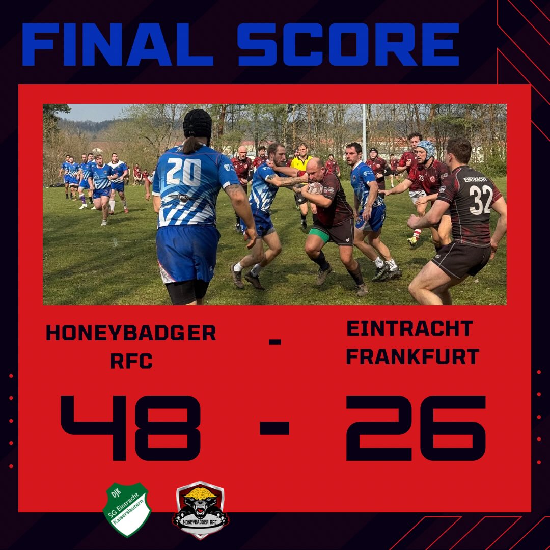 HOME WIN!!🦡🦡
This win is huge for our team. Can't forget @oflores750 who's contributed so much to the Honey Badgers. Wishing you all the best for your next chapter!
And most importantly sending a speedy recovery to one of our players who unfortunately got injured!
#rugby #rugbyunion #mensrugby #rugbygermany #rugbydeutschland
