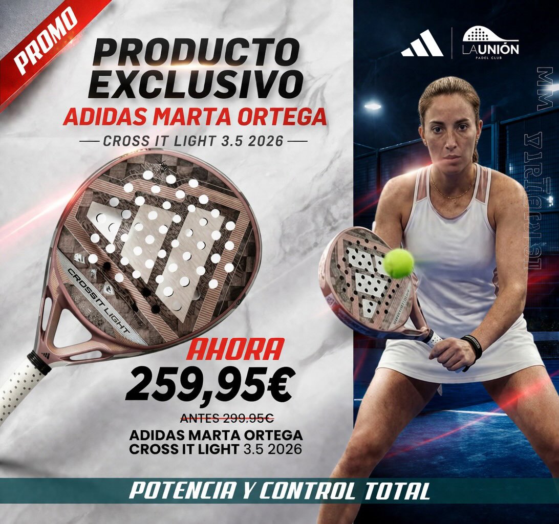 š„ PRODUCTO EXCLUSIVO š„
La nueva Cross It Light 3.5 2026 ya estÔ en La Unión PÔdel Club.
Potencia, control y precisión en cada golpe.
DiseƱada para jugadores que quieren marcar la diferencia dentro de la pista š„
š° Ahora: 259,95ā¬
ā” Promo por tiempo limitado
ĀæList@ para subir tu nivel? š¾
#LaUnionPadelClub #AdidasPadel #MartaOrtega #PadelLife #NuevaColección Padel2026