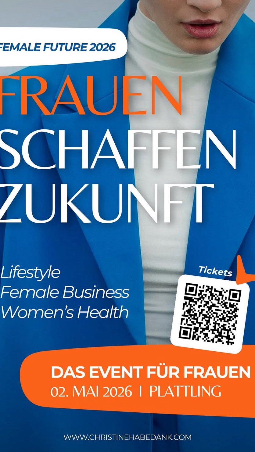 Du musst nicht weit reisen, um neue Inspiration zu finden – manchmal wartet genau hier ein Event auf dich, das dich stärkt, verbindet und wachsen lässt. ✨
Die Female Future am 02. Mai in Plattling ist ideal für Frauen mit Visionen, Selbstständige, Gründerinnen & alle, die sich persönlich oder beruflich weiterentwickeln und neue Impulse mitnehmen wollen.
Ich bin persönlich als Ausstellerin & mit einem spannenden Workshop zum Thema Webdesign & KI vor Ort und freue mich sehr, dich persönlich zu treffen. 🧡
🎟️ Mit dem Code FFE-JG bekommst du 10 € Rabatt auf alle Ticketkategorien.
#femalefutureevent #frauenpower #netzwerken #inspiration #businesswomen