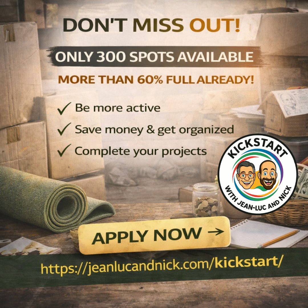 🚨 Don’t miss your chance to KickStart real change
👉 https://jeanlucandnick.com/kickstart/
We’re opening 300 spots for Spring 2026…
and we’re already over 60% full.
So what’s in it for you?
✔️ Build healthier habits that actually stick
✔️ Get more active — at your own pace
✔️ Save money & get organized
✔️ Finish projects you’ve been putting off
KickStart isn’t just about one goal…
it’s about making progress anywhere in your life.
All through small, daily actions that add up.
No pressure. No perfection. Just progress.
And yes… it’s 100% FREE.
🌱 Starts April 6
💎 Limited spots — once we’re full, we’re full
👉 Secure your spot now:
https://jeanlucandnick.com/kickstart/
💬 What would you focus on if you joined?