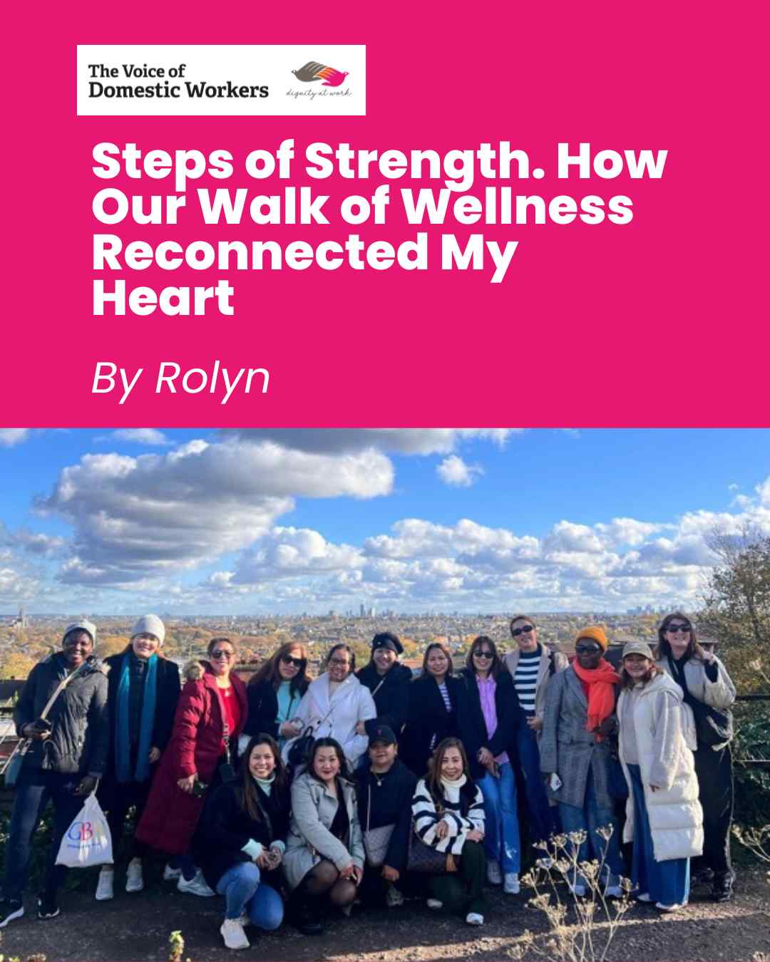 Looking back to November 2025, Rolyn shared a deeply personal story about healing, connection, and finding strength through community.
Her reflection on the Walk of Wellness reminds us that care goes beyond work—it’s also about taking time to reconnect with ourselves and others. In the midst of challenges, moments of movement, support, and shared experience can bring comfort, clarity, and renewed strength.
Rolyn’s journey is a gentle reminder that healing doesn’t have to happen alone. Through community, even small steps can lead to meaningful change.
Take a moment to revisit this inspiring story and reflect on the power of wellness and connection.
Read the full blog here:
https://www.rfr.bz/ifb2a0f
#VODW #DomesticWorkersRights #WellnessJourney #CommunitySupport #Solidarity #MigrantVoices #HealingTogether