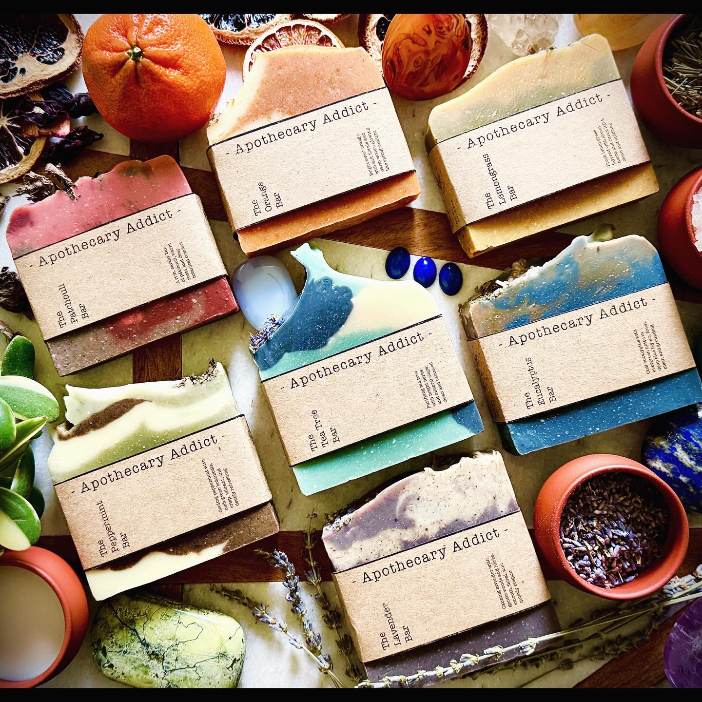 ☀️🌿🌈❤️🧡💛💚🩵💙💜🌸🌿☀️
Spring is in full swing here @apothecary.addict — in full color. 🎨
You asked, so I delivered. 😊🙌🥰
⬇️⬇️⬇️⬇️⬇️
NEW: 100% naturally scented, color-rich bars inspired by classic, single-note scents.
Seven bars.
Seven expressions of the season.
Each one shaped by plants, minerals, and patient craft — each one opening slowly, like something in bloom.
Part of the “Classics Collection” — in its spring expression. 🌙
—
🌑 Patchouli
Deep. Earthy. Rooted. 🌺🪵
🍊 Orange
Radiant. Warm. Sun-touched. ☀️🍊
🌿 Lemongrass
Bright. Green. Alive. 🌱✨
🌿 Peppermint
Cool. Green. Reviving. ❄️🌿
🌊 Tea Tree
Clean. Cool. Balanced. 💧🌿
🌲 Eucalyptus
Deep. Cool. Expansive. 🌲🌿
💜 Lavender
Calm. Purple. Blooming. 🌙💜
—
Made with pure essential oils, natural clays, real botanicals, and organic plant oils — never synthetic fragrance.
—
Enjoy 10% off online orders with code
SPRINGREVERIE10 🌿
@apothecary.addict
—
#apothecaryaddict #springcollection #botanicalskincare #coldprocesssoap #handcraftedgoods