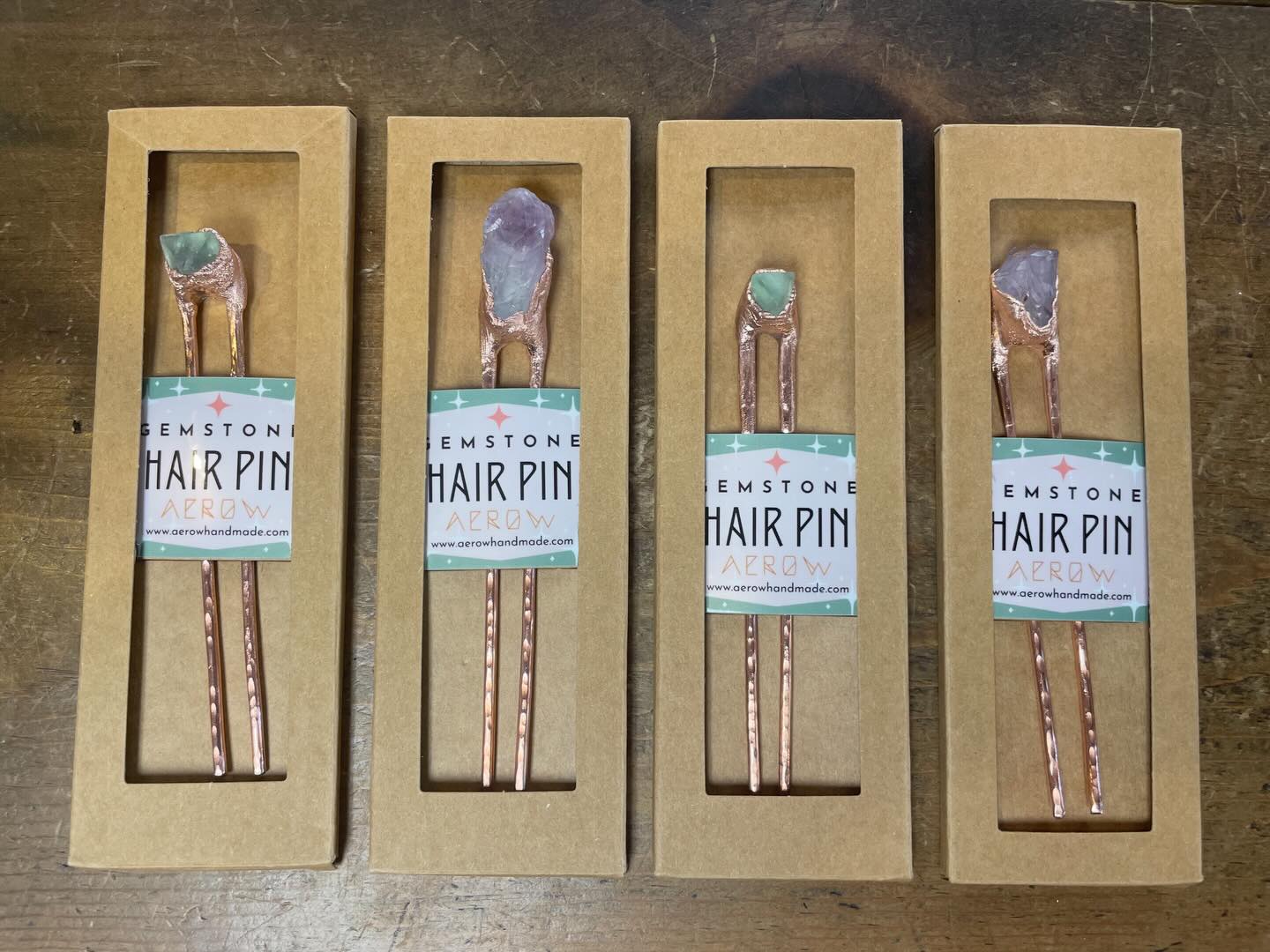 Restock on Gemstone Hair Pins! #hairpins #amethyst #greenfluorite #gemstones #copper