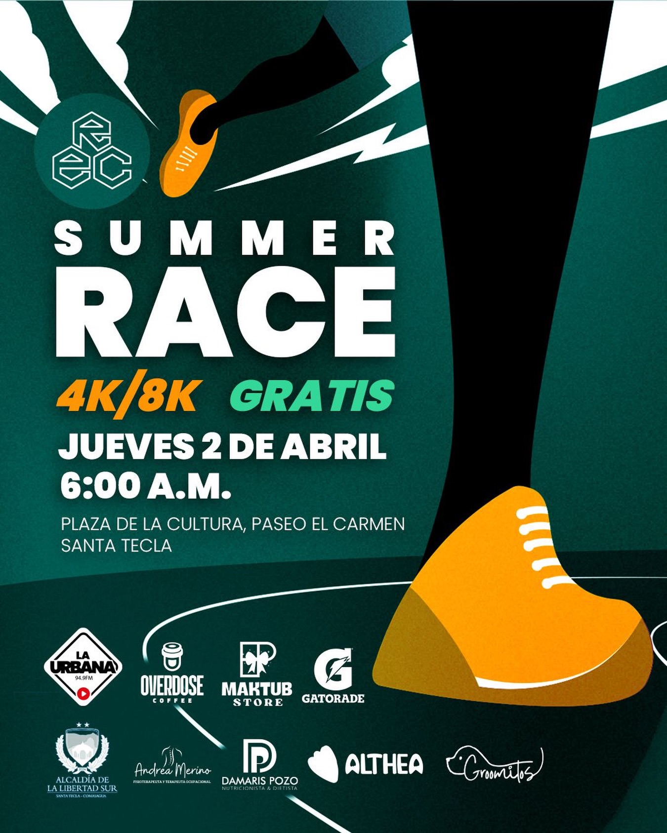 Este 2 de abril estaremos presentes en la Summer Race 4K/8K.
Pasa a visitarnos en nuestro stand en las instalaciones de REC y súmate a una experiencia que impulsa tu bienestar físico, mental y emocional.
¡Nos vemos en la meta! 🏃♀️