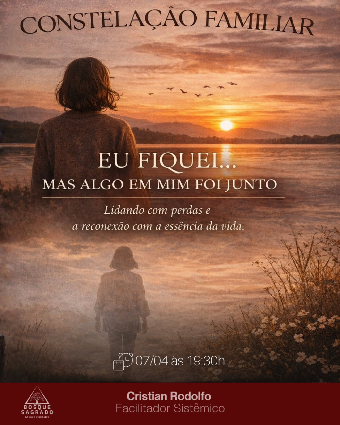 ✨️
CONSTELAÇÃO FAMILIAR EM GRUPO ✨️
Eu fiquei…
mas algo em mim foi junto.
Lidando com perdas e a reconexão com a essência da vida
Tem perdas que não levam só o outro.
Elas levam partes de nós.
E então a vida continua…
mas algo dentro não acompanha.
Você segue, trabalha, se relaciona…
mas sente que não está inteiro.
💔 Porque o luto não é só sobre quem partiu.
É sobre a parte de você que ficou lá.
✨ Este encontro é um convite para olhar para isso com respeito
e se reconectar com a essência da sua vida.
📅 Data: 07/04 (terça-feira)
⏰ Horário: 19:30h
📍 Local: @obosquesagrado
🎟️ Vagas limitadas
🔗 Entre em contato e garanta sua participação.
#constelacaofamiliar
#constelaçãofamiliarsistêmica
#constelaçãofamiliaremgrupo
#constelacaoemgrupo
#constelacaosistemica