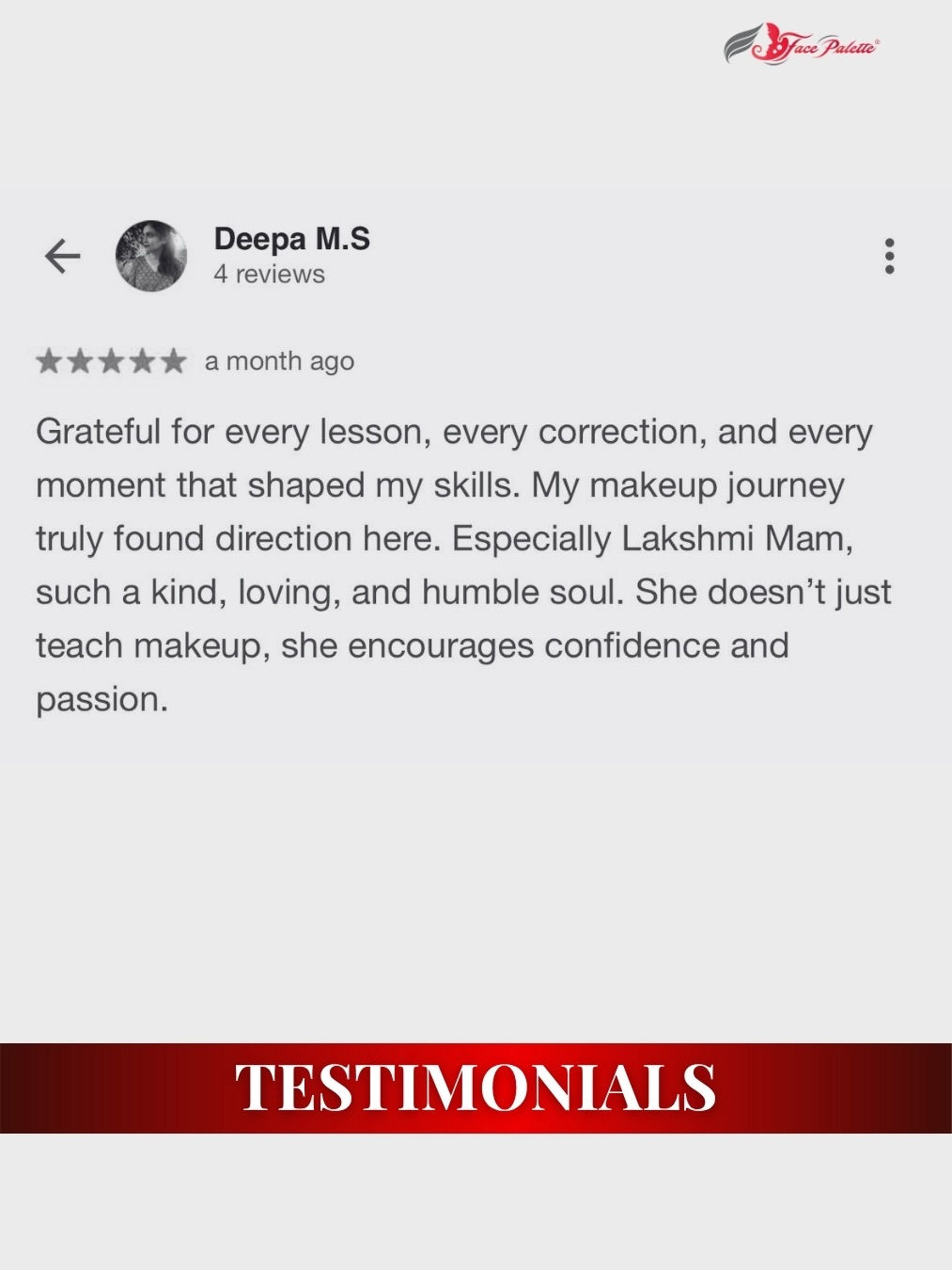 𝐒𝐓𝐔𝐃𝐄𝐍𝐓 𝐑𝐄𝐕𝐈𝐄𝐖 – 𝐓𝐄𝐒𝐓𝐈𝐌𝐎𝐍𝐈𝐀𝐋 & 𝐅𝐄𝐄𝐃𝐁𝐀𝐂𝐊 - Because when passion meets the right guidance, artistry blooms.
We’re truly grateful for the love and trust our students share!
Every journey at Face Palette is built with patience, clarity, and professional care — and seeing our students grow into confident artists is our biggest reward.
📍 Certified by EICBI London
📞 Call/WhatsApp: 9847074073
🌐 Join from anywhere in the world!
#facepalette #studentreview #makeupacademy #promakeupcourse #makeuptraining