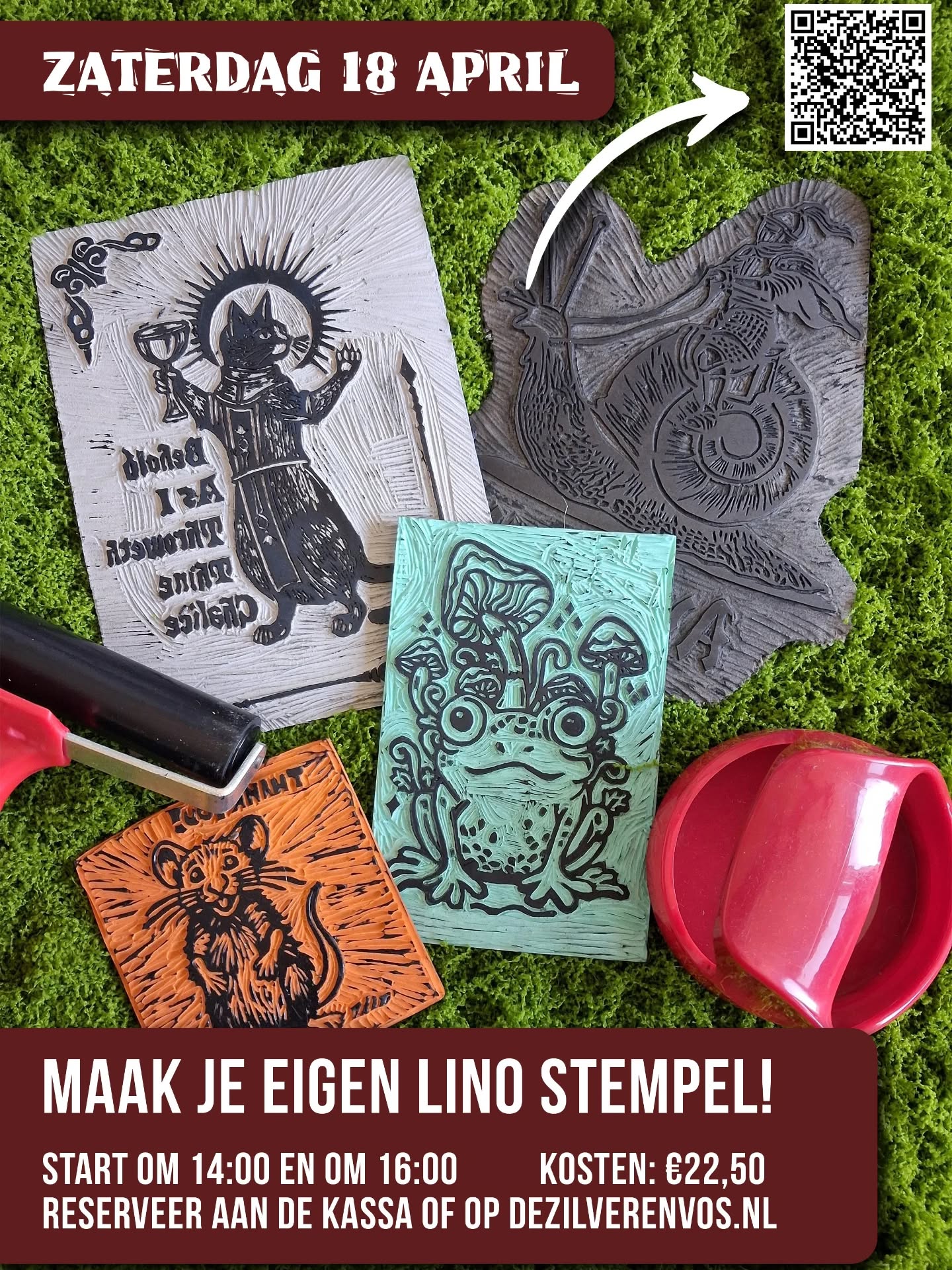Heb jij ook zin om weer eens een heerlijk middagje creatief bezig te zijn? Schuif dan op zaterdag 18 april aan bij De Zilveren Vos om mee te doen aan de fantastisch leuke Lino Workshop!
Leer hoe je moet gutsen, inkten en drukken, en maak zo jouw eigen Lino Stempel. Ohja, ik vier ook mijn verjaardag die dag! 🥳
Schrijf jezelf, je beste vriend(in), buurman/vrouw, collega of partner direct in op DeZilverenVos.nl
Tot snel? 👀
#creatief #workshop #lino #dhz