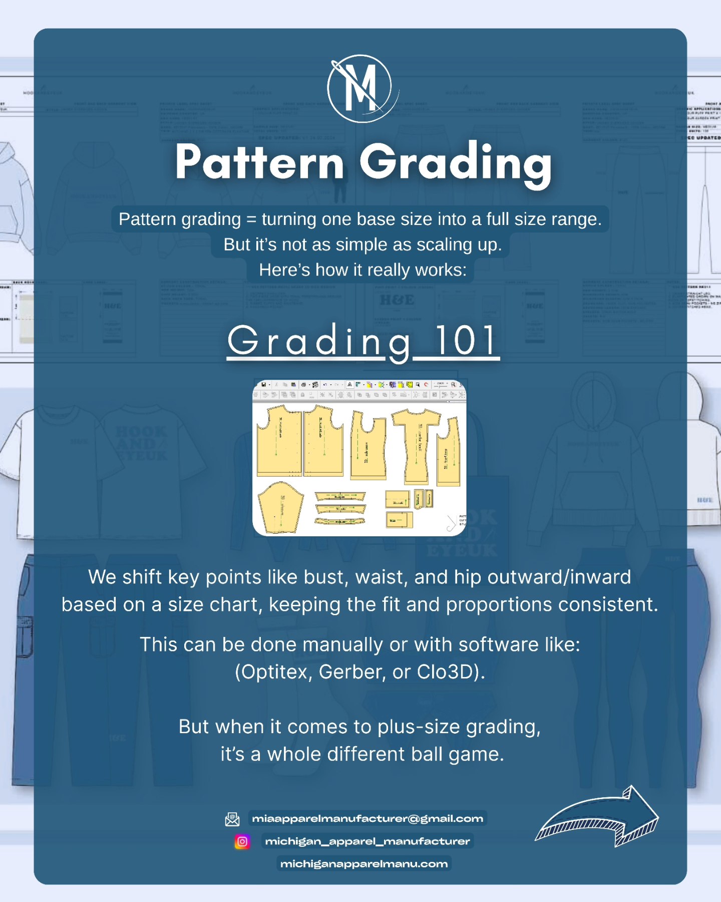 Pattern grading uses a formula, or 'grading rule' of addition or subtraction on key points of a pattern piece, such as where the neckline meets the shoulder line, to increase or decrease the size.
But! There's a point at which the grading rules change, when it comes to plus sizes, because while people may be wider, they stop growing taller.
Many brands will forgo offering plus sizes altogether, due to additional expenses or thinking that they won't sell. But if you put care and time into catering to the plus size market, you'll find that your customer base will increase.
#patternmaking #gradingpatterns #plussizefashion #sizeinclusive #fashioneducation #technicaldesign #microfactory #madeinusa #startyourbrand