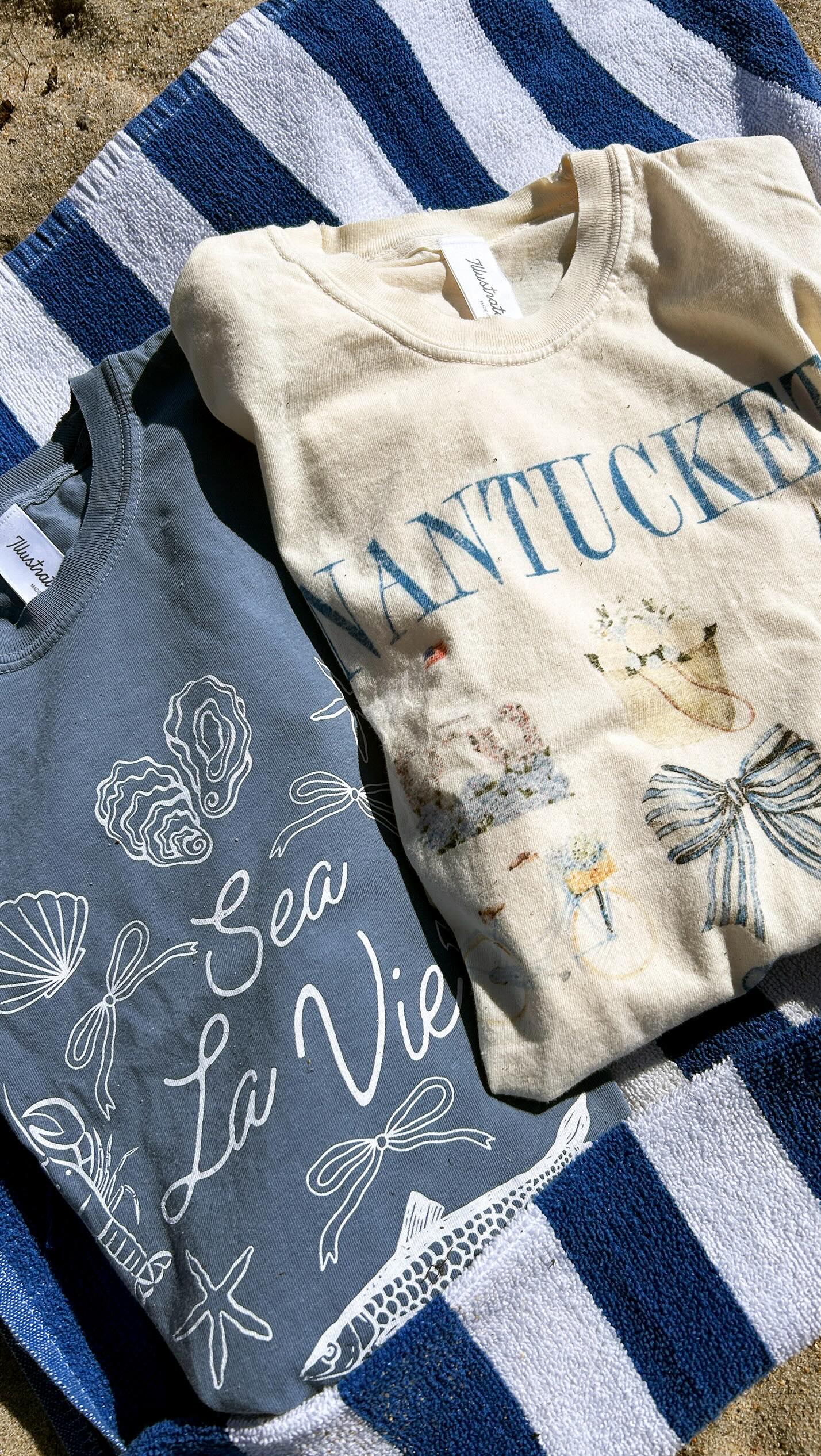 Calling all New England summer enthusiasts, coastal grandmothers and granddaughters, ACK-lovers, seashell collectors, nauti girls, and outdoor shower dreamers: Your favorite new T-shirts have arrived.
Our micro-collection of tees comes with our ongoing initiative of supporting other woman-led, Made-in-USA brands. These cuties are designed and printed in LA. Check out our blog for more info.
#NewEnglandSummer #CoastalLiving #CoastalLifestyle #ACK #ShopSmall | Woman-owned small businesses, New arrivals, Nantucket, Coastal Vibes