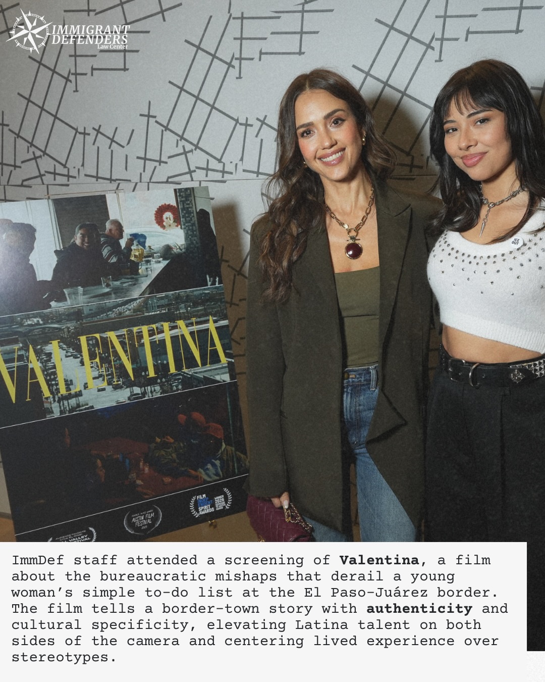 Our movement for immigrant justice grows stronger every day. 💪
Even when challenge we rise. With compassion, and unwavering commitment, our team continues to stand up for immigrant communities. Our defense and advocacy for our clients goes far beyond the courtroom. At ImmDef, we are building a future rooted in fairness and hope.
Here is what we have been up to.
1️⃣- ImmDef staff attended a screening of Valentina, a film about the bureaucratic mishaps that derail a young woman’s simple to‑do list at the El Paso–Juárez border. Produced by @jessicaalba
2️⃣- ImmDef staff attended the @glaad Latin Honors, which recognized Andry Hernandez Romero for his strength, bravery, and courage after he was unjustly sent to CECOT under the Alien Enemies Act policy in 2025.
3️⃣- ImmDef partner with @thisisabouthumanity to deliver groceries, household necessities, hygiene products, toys, and flowers to families most of whom are women-led households, and families with detained mothers.
4️⃣- Our legal team filed 24 applications for Application to Register Permanent Residence to our most vulnerable clients, as well as connecting with clients and their families to provide KYR information and access to social services.
5️⃣- Our San Diego team joined House Democratic Leader @electhakeemjeffries, @reploucorrea,
@repderektran along with local elected officials for a discussion about the Trump Administration’s broken promises to care for those who have served our country.
(Continued below!) ⬇️