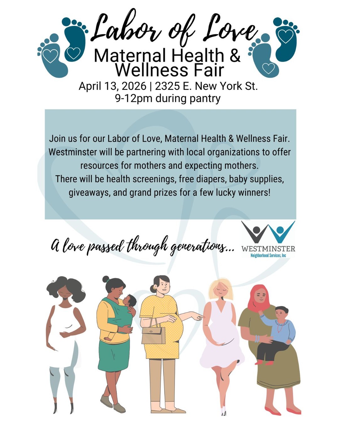 Join us for our Labor of Love: Maternal Health & Wellness Fair. š¼ā¤ļø
Westminster is partnering with local organizations to support mothers and expecting mothers with:
ā Health screenings
ā Free diapers & baby supplies
ā Community resources
ā Giveaways + prizes
Come connect, learn, and access resources designed to support you and your family.