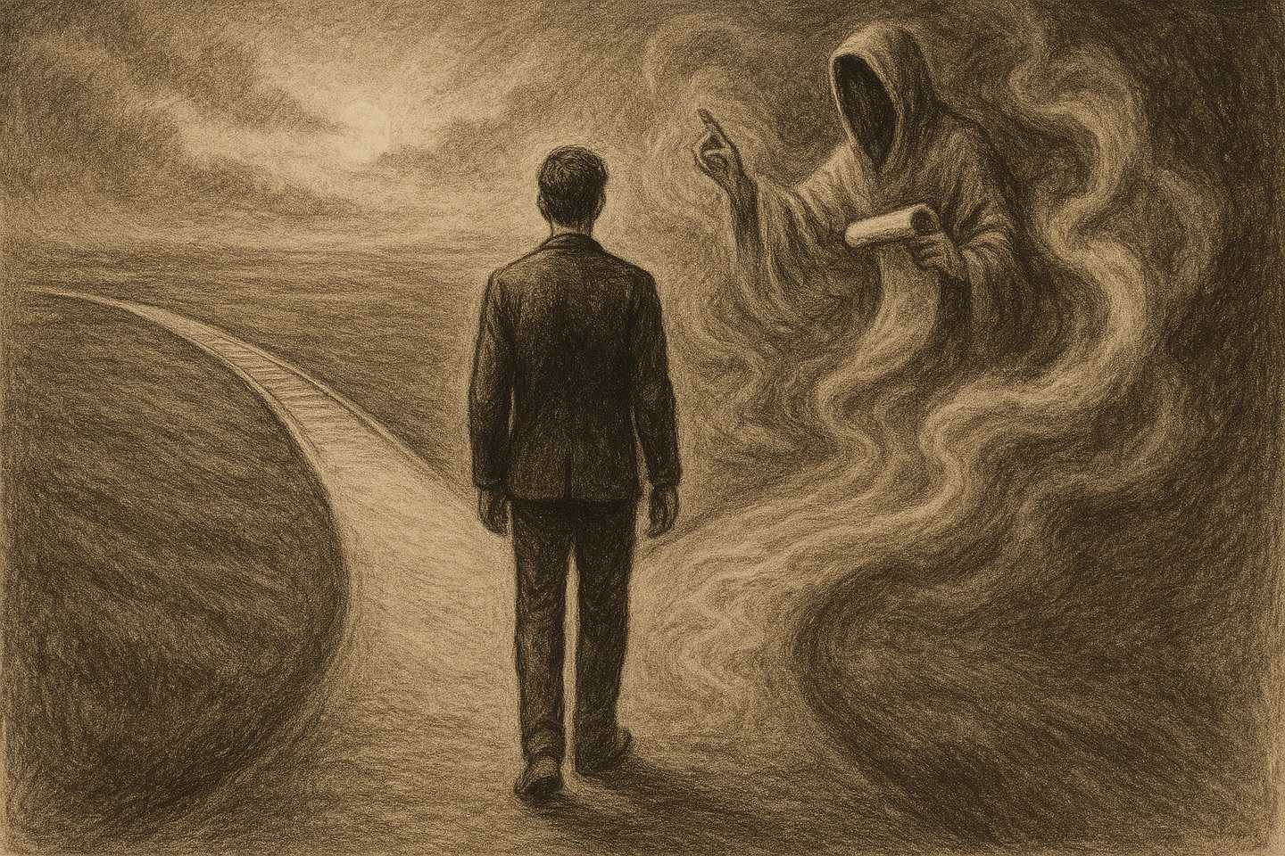 Se o futuro fosse linha já traçada,
A liberdade então seria farsa,
teatro vão de um script imortal,
e a escolha — sua ilustre comparsa —
seria mero eco de um plano fatal.
Se o futuro fosse necessário e firme,
seria vã a luta e o suor da mão
Mas como
o futuro é bruma, tênue, e vive a ir-se,
a ação do humano é pura criação.
#poesia #poesiabrasileira #trabalhoautoral
#arteempalavras #poem