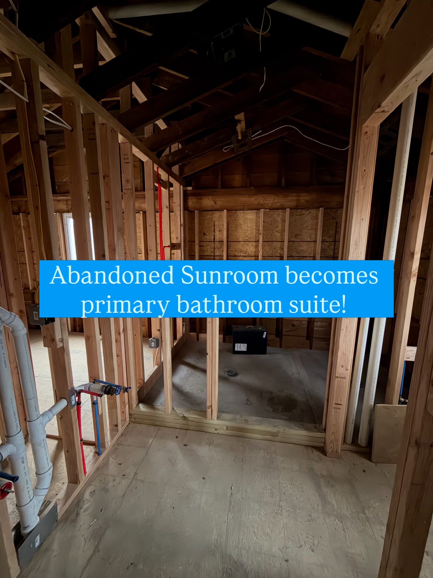 Watch as this wasted sunroom becomes a primary bathroom suite with a HUGE shower!🔥👀
#renovation #beforeandafter #bathroom #homeimprovement