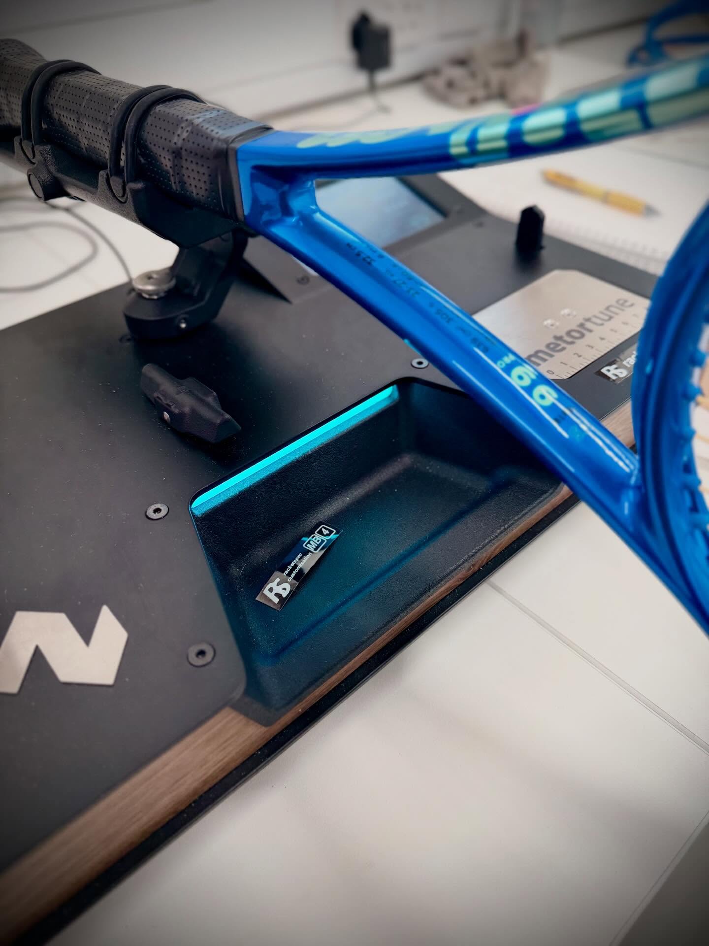 New frames prepared courtside for @max.basing. The new Ultra blue can certainly be seen from miles around! @metorlab #custom #london #tennis #racketspec #wilsontennis