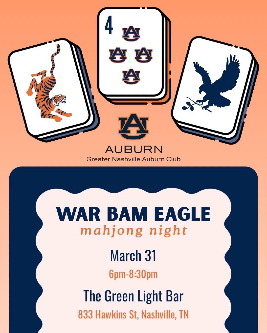 We’re under a week away from Mahjong!!
WAR BAM EAGLE!!
Join us on March 31st for a night of fun and games as we learn and play Mahjong together!
With lessons being taught by our very own @birdbamhan and open play available for players of all skill levels, you’re guaranteed to have a BAM good time. 😉
Tickets are available at the link in our bio. Spots are limited so sign up now!!
