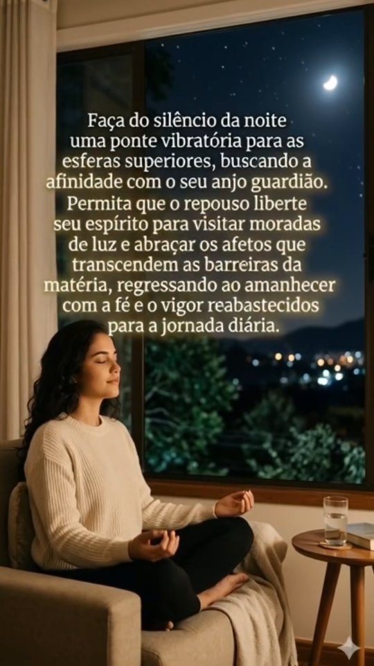 Faça do silêncio da noite uma ponte vibratória para as esferas superiores, buscando a afinidade com o seu anjo guardião. Permita que o repouso liberte seu espírito para visitar moradas de luz e abraçar os afetos que transcendem as barreiras da matéria, regressando ao amanhecer com a fé e o vigor reabastecidos para a jornada diária.
Muita Paz!