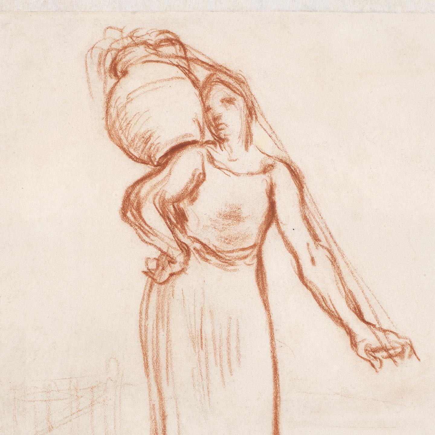 La Laitiére normande
Jean-François Millet (1814-1875) drew this powerful study of a milkmaid returning from the fields in 1849-50 as preparation for one of his first significant compositions to confront the traditional depiction of the rural worker in French art.
The most finished of four sheets of drawings that led to a small painting of the same title (Princeton University Art Museum / 3), this striking and rare sanguine attests to Millet’s determination to capture the actual gestures and real strains that shape the human figure at work.
Created concurrently with his landmark Salon paintings of Le vanneur (National Gallery, London) in 1848 and Le semeur (Museum of Fine Arts, Boston) in 1850, La laitière normande marks the new direction in Millet’s art and establishes the centrality of figure study to his developing Realism. A painting of the same subject is in The Musée d’Orsay (4)
1 & 2. JF Miller La laitière normande, sanguine on paper, 225 x 163 mm.
3. Millet, The Normandy Milkmaid, 1848-49, Pinceton museum @princetonu_artmuseum
4. Millet,La laitière normande à Greville,, 1874, @museeorsay
#millet #jeanfrancoismillet @museeorsay @princetonu_artmuseum #laitiere #artfrancais #realism #oldmasterdrawings #nineteencenturyart #sanguine #dessin