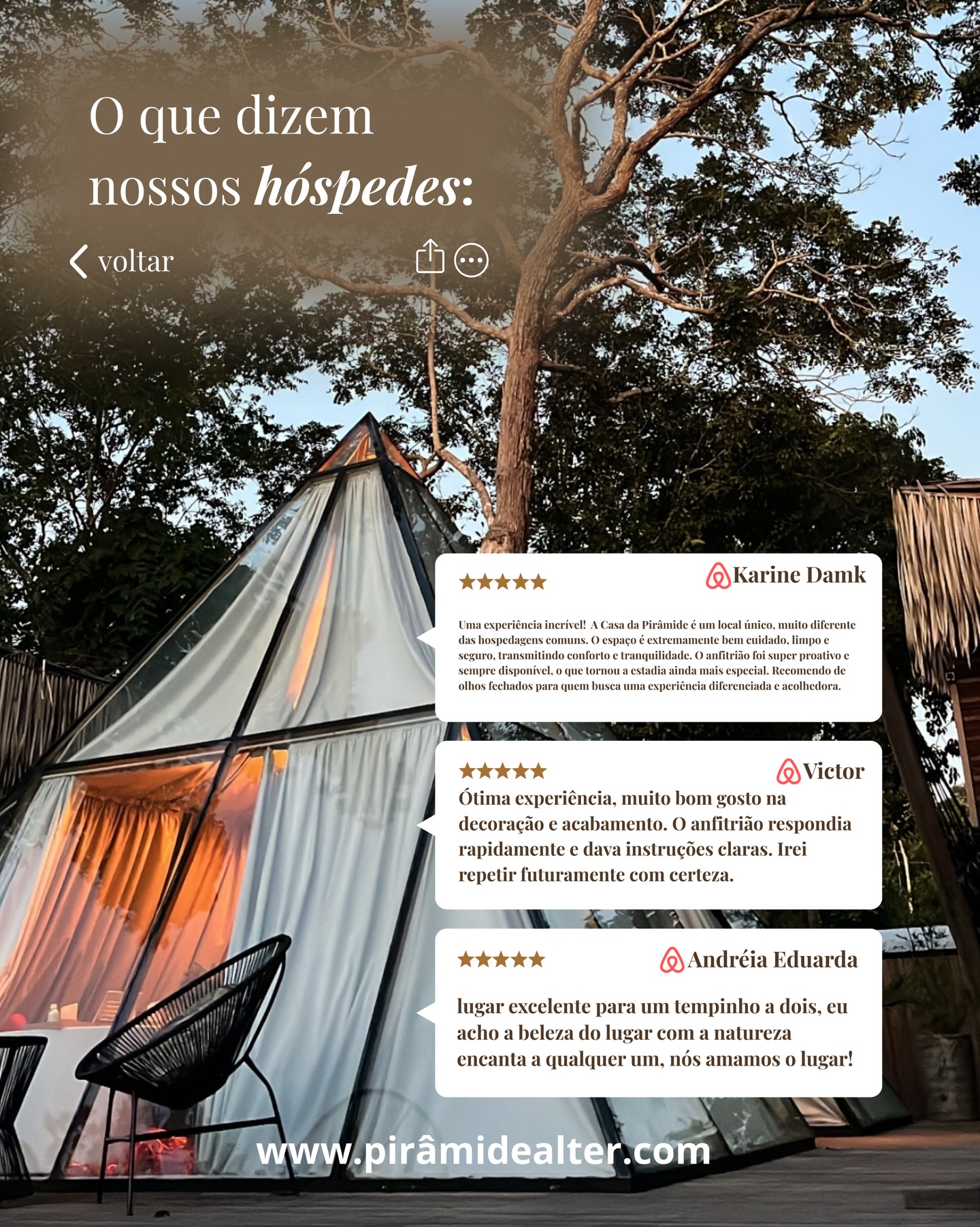 ✨ Nada nos deixa mais felizes do que ver nossos hóspedes saindo com boas lembranças… e voltando para contar!
Cada avaliação é a prova de que estamos no caminho certo: proporcionando experiências especiais, conforto e momentos inesquecíveis. 💙
📍 Já viveu essa experiência também? Conta pra gente aqui nos comentários!