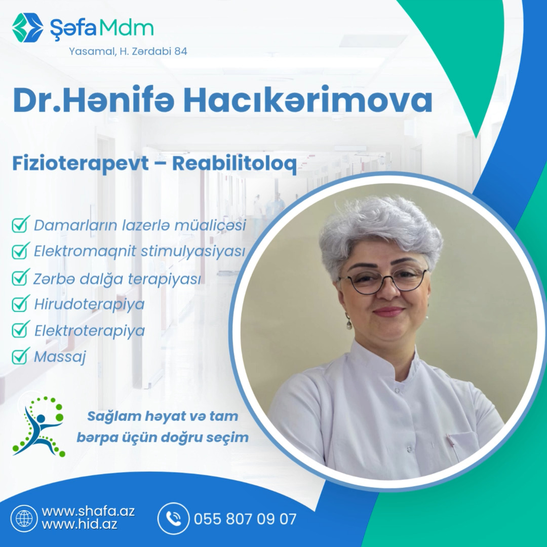 Sağlam həyat və tam bərpa üçün doğru seçim ✨
Fizioterapiya və reabilitasiya sahəsində müasir texnologiyalar və fərdi yanaşma ilə sağlamlığınızı bərpa etməyə kömək edirik. Məqsədimiz yalnız ağrını azaltmaq deyil, həm də bədənin funksiyasını tam şəkildə bərpa edərək sizi aktiv və keyfiyyətli həyata qaytarmaqdır.
Hər bir pasiyent üçün xüsusi hazırlanmış proqramlar sayəsində müalicə prosesi daha effektiv, nəticələr isə daha davamlı olur.
🔹 Ağrıların azaldılması və aradan qaldırılması
🔹 Hərəkət məhdudiyyətlərinin bərpası
🔹 Əzələ gücünün və elastikliyin artırılması
🔹 Qan dövranının yaxşılaşdırılması
🔹 Ümumi həyat keyfiyyətinin yüksəldilməsi
Klinikamızda tətbiq olunan əsas prosedurlar:
✔️ Damarların lazerlə müalicəsi
✔️ Elektromaqnit stimulyasiyası
✔️ Zərbə dalğa terapiyası
✔️ Elektroterapiya
✔️ Hirudoterapiya
✔️ Massaj və digər kompleks müasir fizioterapiya xidmətləri
Peşəkar yanaşma, müasir avadanlıqlar və diqqətli xidmət ilə sağlamlığınıza dəyər qatırıq.
📍 Yasamal r., H. Zərdabi 84
📞 055 807 09 07
🌐 www.shafa.az | www.hid.az
#fizioterapiya #reabilitasiya #agrısızhəyat #saglamheyat #baku #azerbaijan #shafamdm