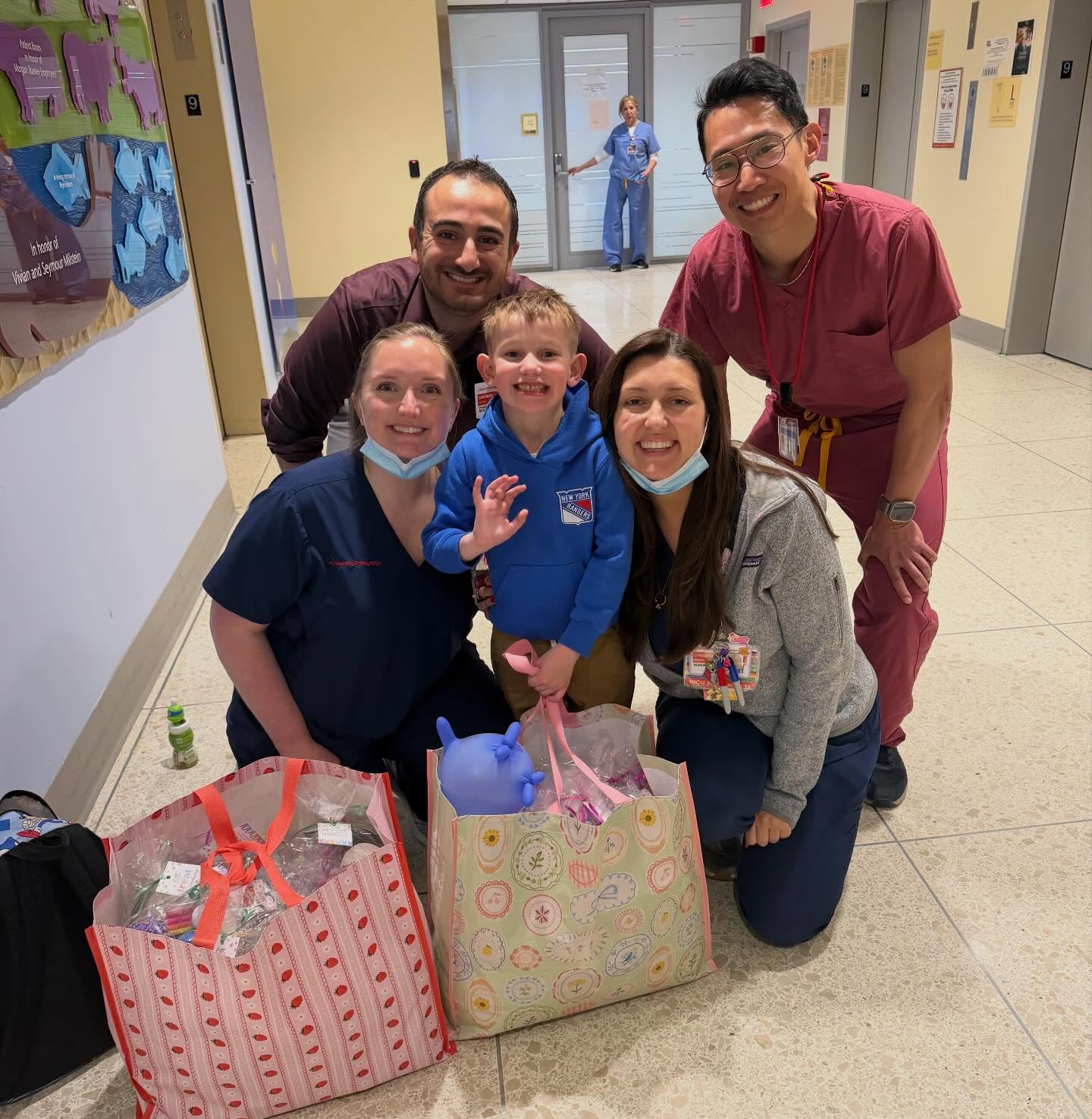 Yesterday Parker got to see almost all his favorite people while delivering Spring goodies to his former NICU and PICUS. Thank you all to who donated to make this possible! 🐣