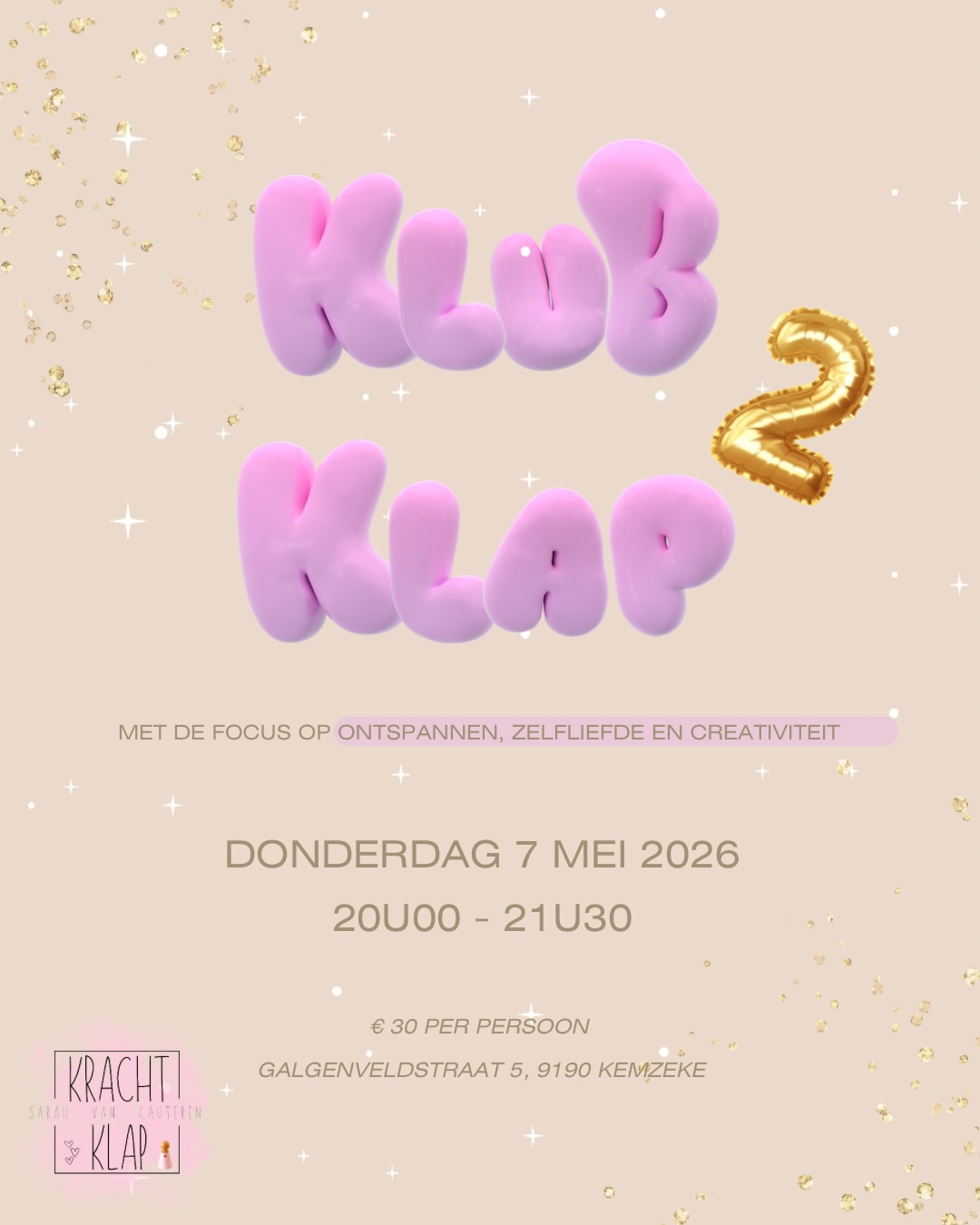 Dé workshop om als volwassene samen de wereld even op pauze te zetten en verse energie en inspiratie te tanken! 💛
Iets voor jou?
Donderdag 7 mei 2026: VOLZET! 😍