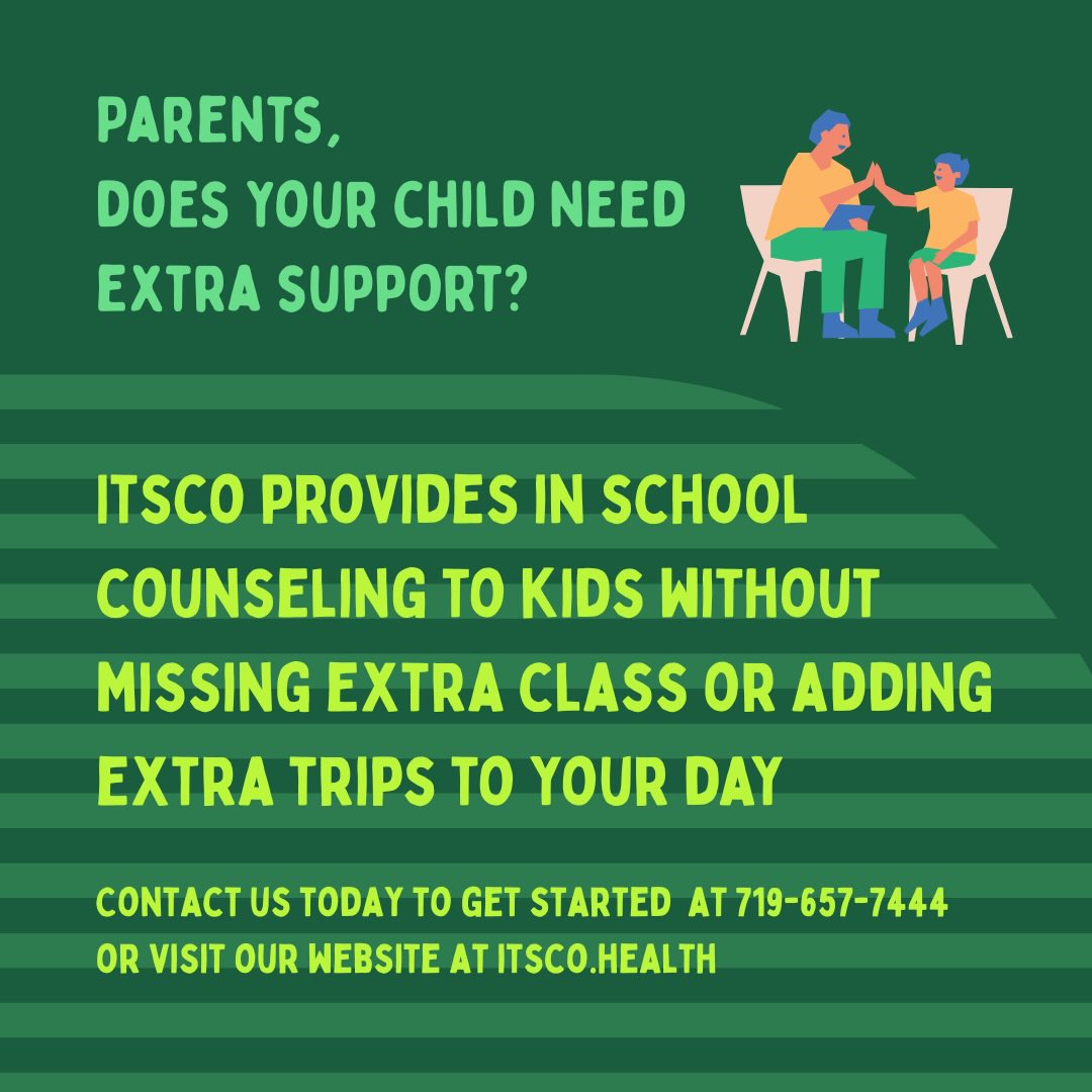 Parents, does your child need extra support?
ITSCO provides in-school counseling, making it easier than ever for kids to get the help they need—without missing class or adding extra trips to your day.
We meet students where they are, helping them build confidence, manage emotions, and thrive both in and out of the classroom.
Reach out to learn more about getting ITSCO in your child’s school!
#ITSCO #MentalHealthMatters #SchoolCounseling #SupportKids #parentsupport