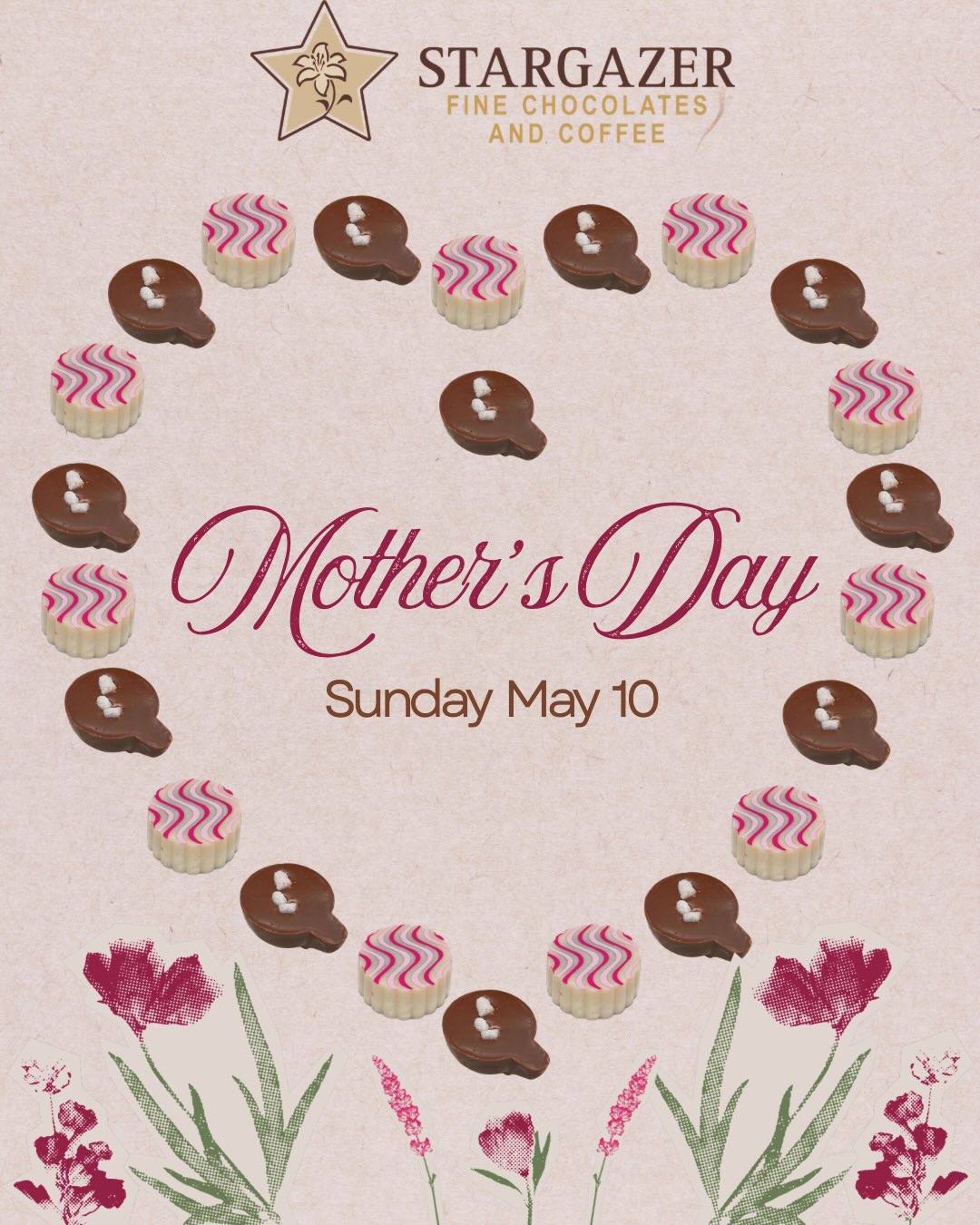 Mother’s Day is just a month away!
Our chocolates go beautifully with any bouquet!
Featured are our Passion Rum and London Fog Triffles.
The Passion Rum Truffle is filled with a passion fruit puree in a dark chocolate rum ganache and wrapped in a sweet white chocolate shell.
The London Fog Truffle is a milk chocolate ganache infused with Earl Grey tea and vanilla in a cup shaped milk chocolate shell with a tiny sugar cube on top.
How will you be celebrating?
#mothersday #mothersdaychocolates #stargazerfinechocolatesandcoffeebar #denverchocolate