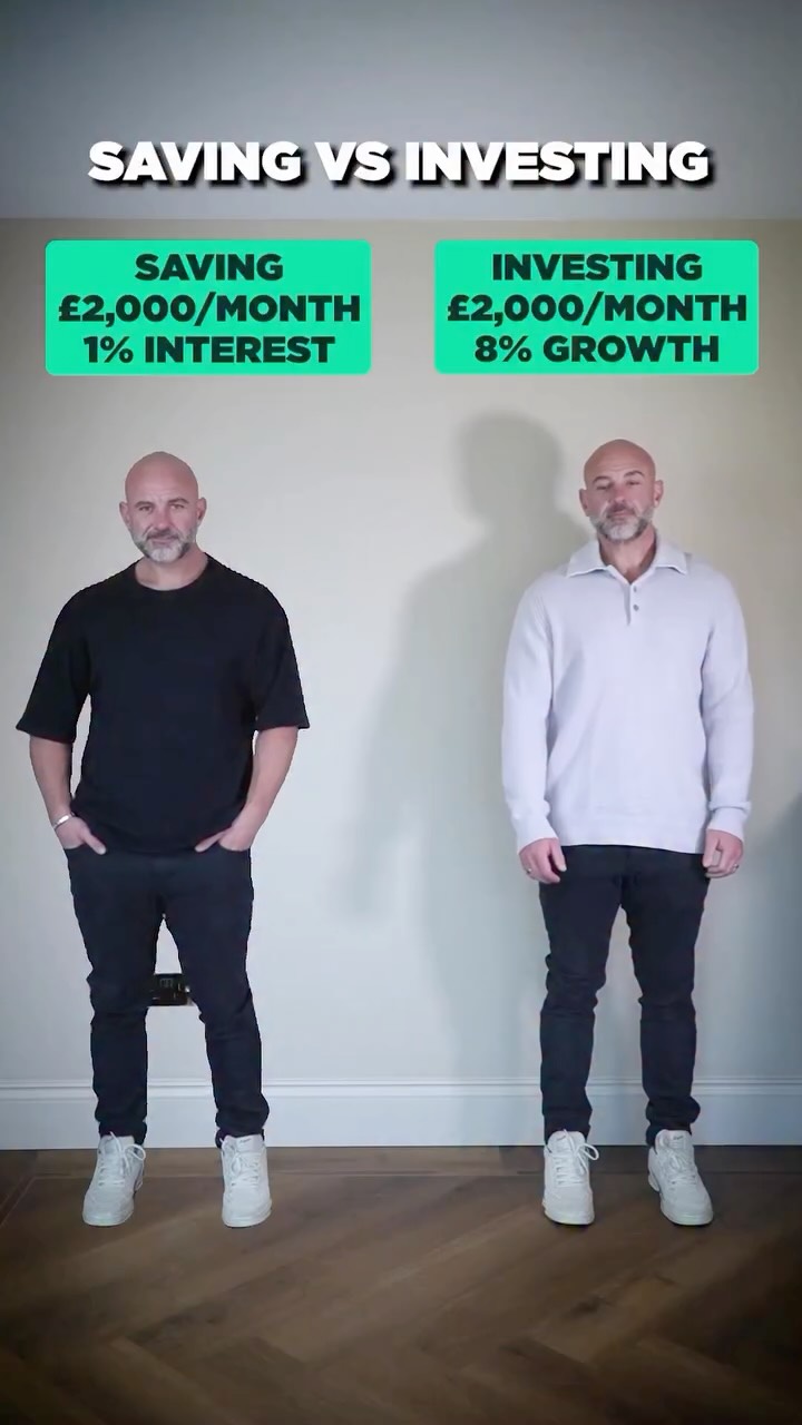 Most people save £2,000 a month and think they’re winning. They’re not. 👇
The difference isn’t how much you earn it’s what you do with it.
Leaving your money in a savings account feels safe. But at 1% interest, inflation is quietly eating it alive. After 30 years you’ve got £839k.
Still think saving is the smart move? Look at the other side.
Invest that same £2,000 every month at 8% growth and after 30 years you’re sitting on nearly £3 million.
That’s a £2.1 million gap. Created by one decision.