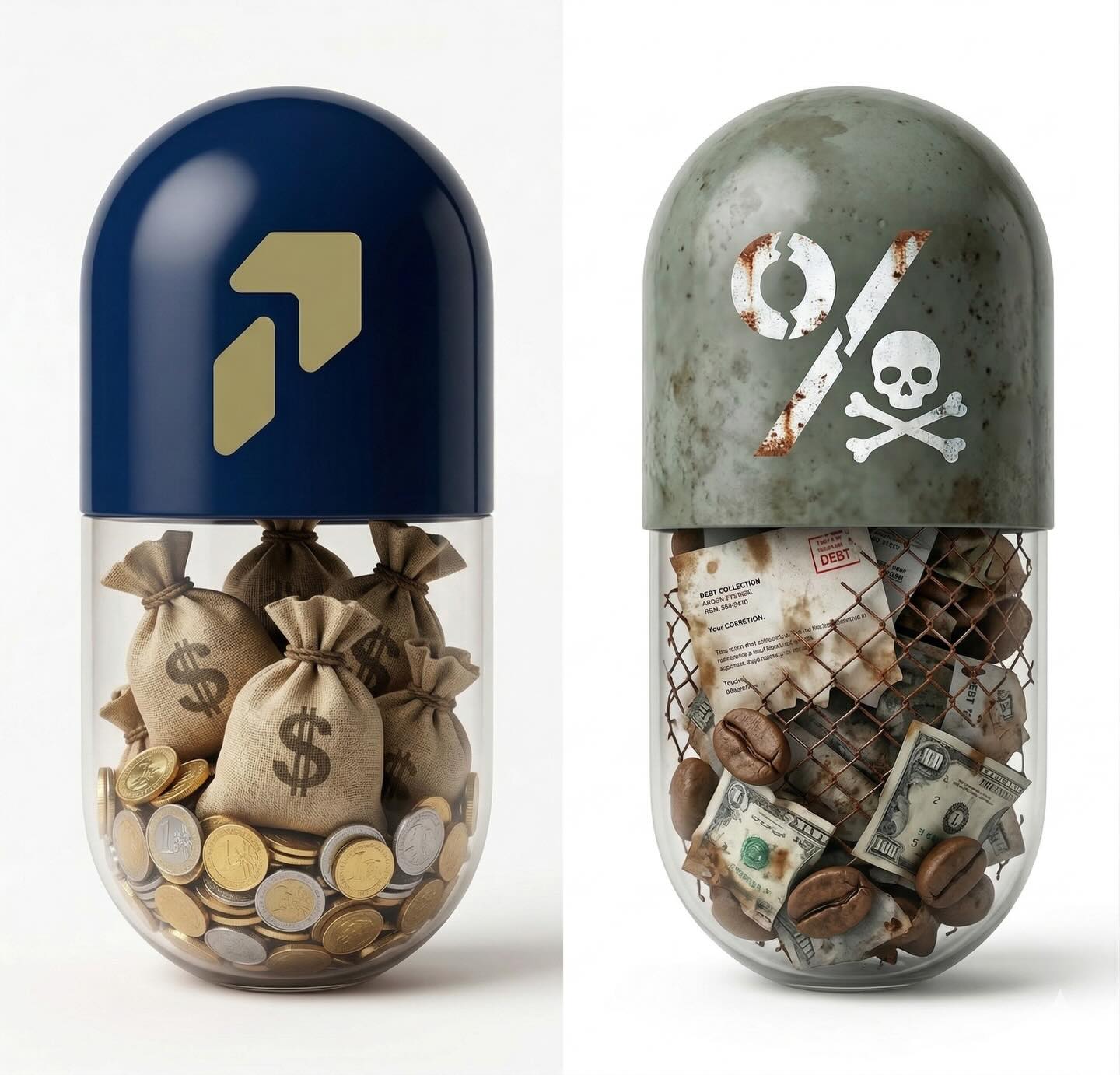 Pense na sua vida financeira como uma escolha diária de remédios
Você pode aderir ao tratamento preventivo e de longevidade, do planejamento, da organização e do crescimento orgânico do patrimônio.
Por outro lado, você pode optar pelo estresse, taxas, dívidas e a sensação de estar sempre correndo atrás do prejuízo.
Apesar de parecer uma escolha simples, muitas pessoas ainda buscam a pílula da direita, vivendo no sufoco e no aperto, mesmo com salários altos e atrativos.
Você acha que faz sentido isso?
Se não, me segue aqui para saber mais de dinheiro todos os dias!