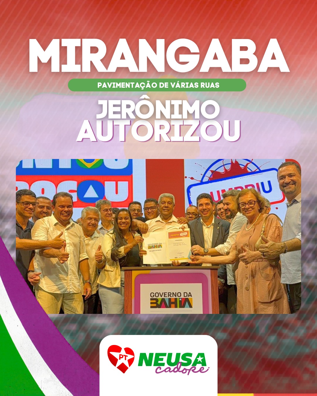 Mirangaba segue avançando! ✅ Hoje, com o governador Jerônimo Rodrigues, foi autorizada a pavimentação de várias ruas no município, garantindo mais infraestrutura, mobilidade e qualidade de vida para o povo, com a presença do prefeito Dirceu Ribeiro.
#Mirangaba #JerônimoRodrigues