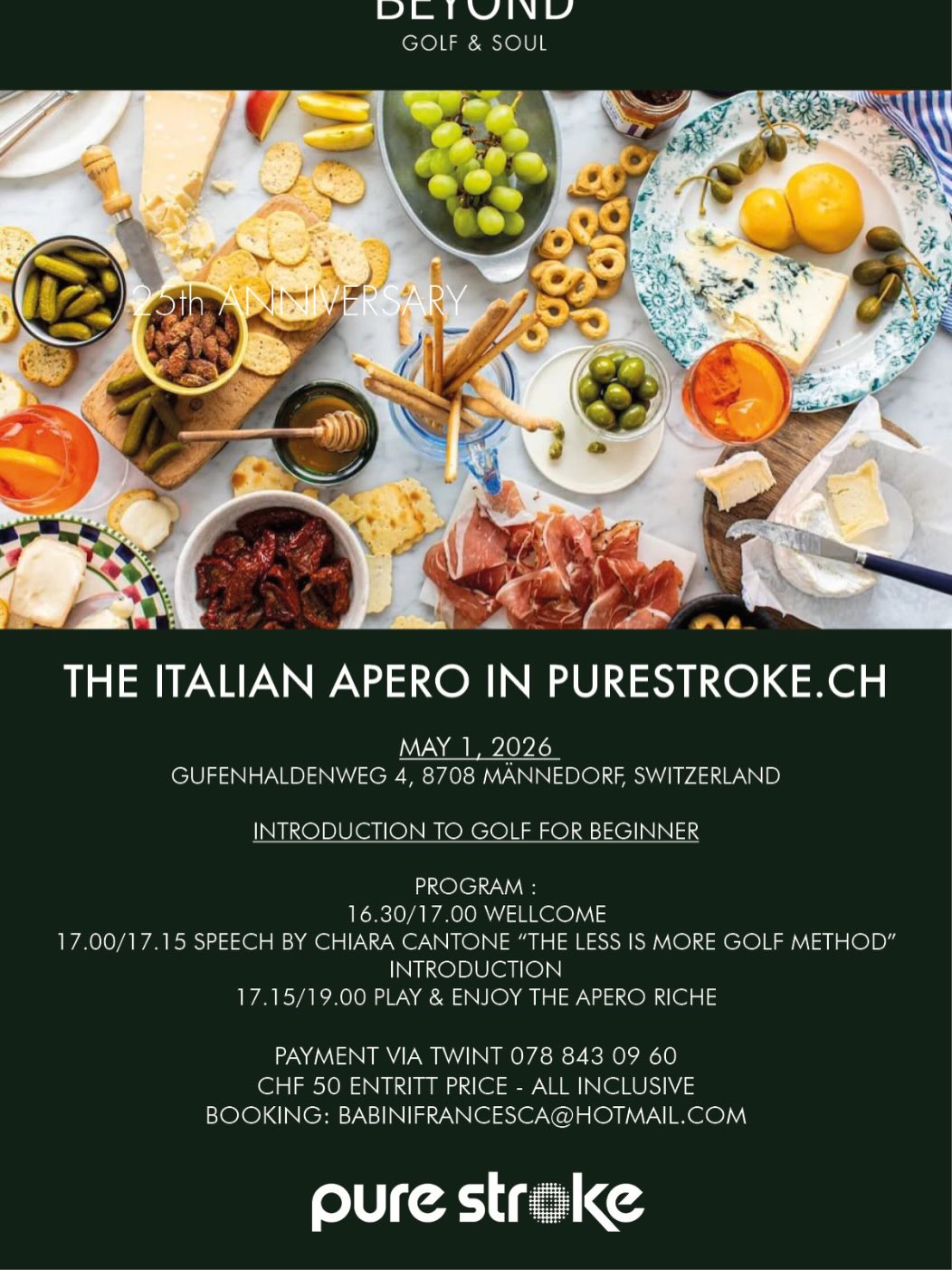 Welcome to the “Italian Apero” in @purestroke.ch with @physiogolfmarbella & the presentation of the “LESS IS MORE METHOD” ! Join also for a golf competition indoor ! #indoorgolf #golf #apero #golfcommunity #golfaddict