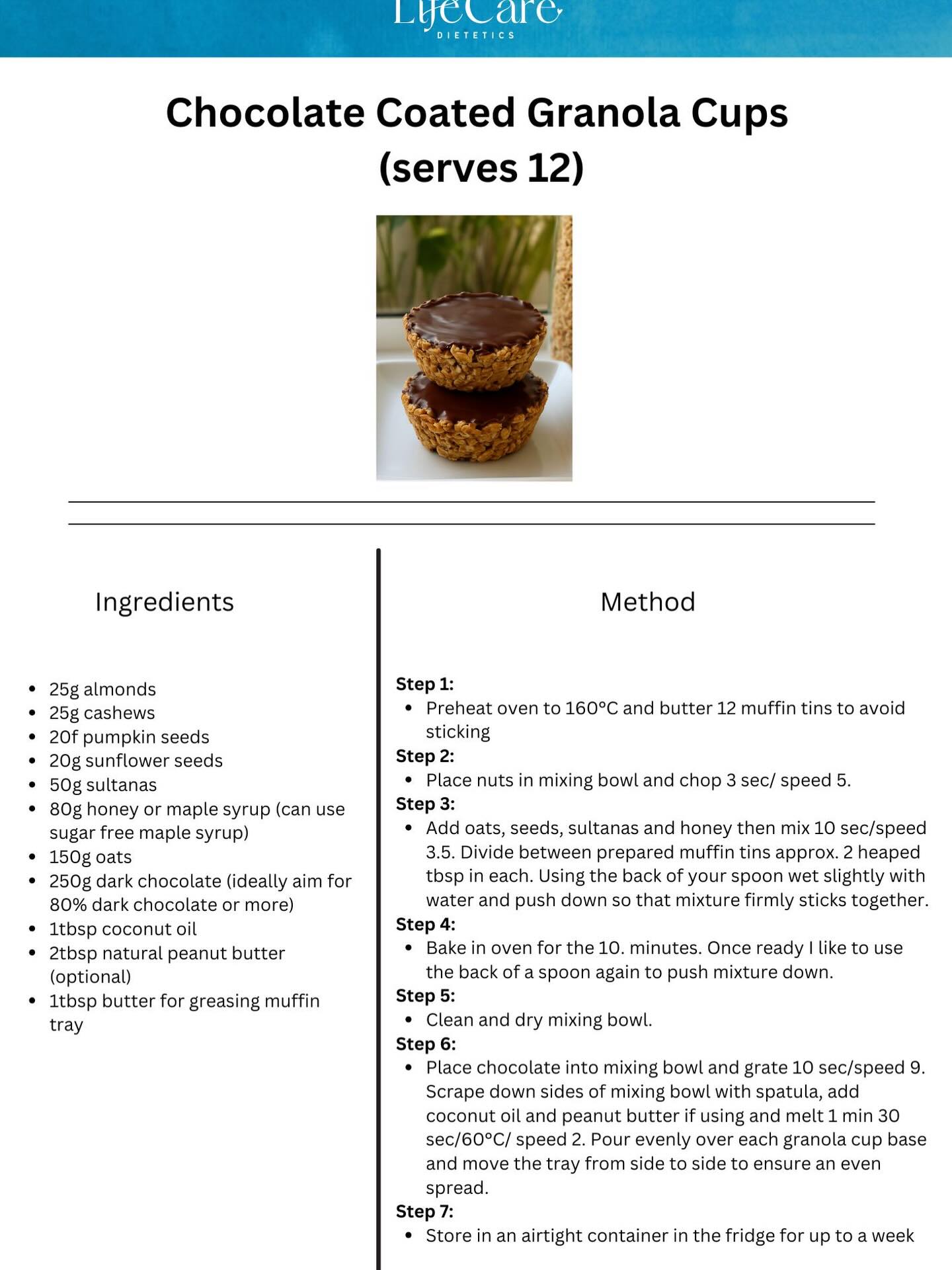 “Chocolate Coated Granola Cups” if you loved my bliss ball recipe you will love these.
✅ Easy
✅ Sweet but good for you
✅ Absolutely delicious
✅ Large batch (12)
✅ On the go snack
Follow for more quick, healthy and easy recipes.
DM if you want the non-thermo version.